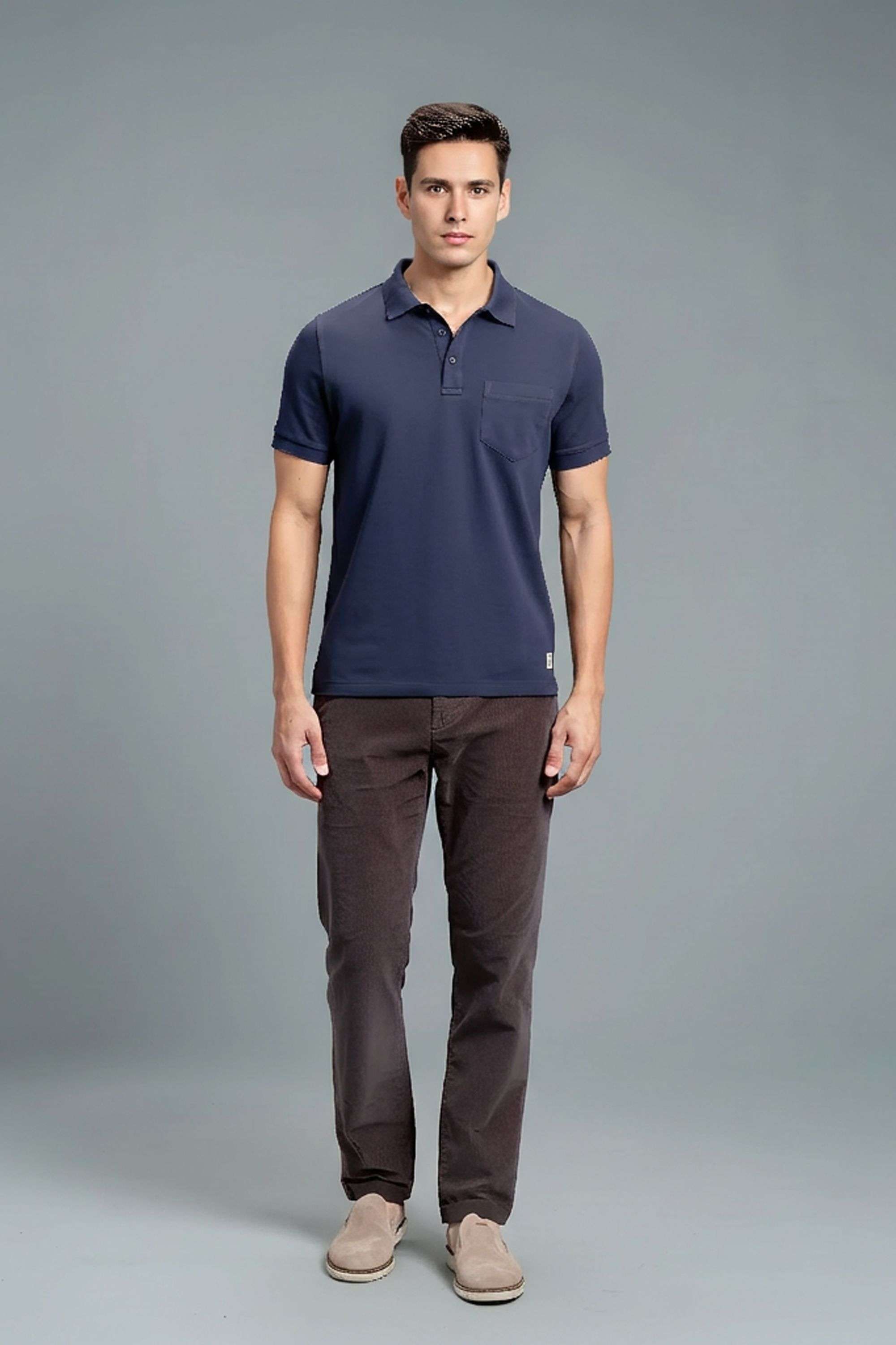 Solid-Blended-Fabric-Regular-Fit-Men-Trousers