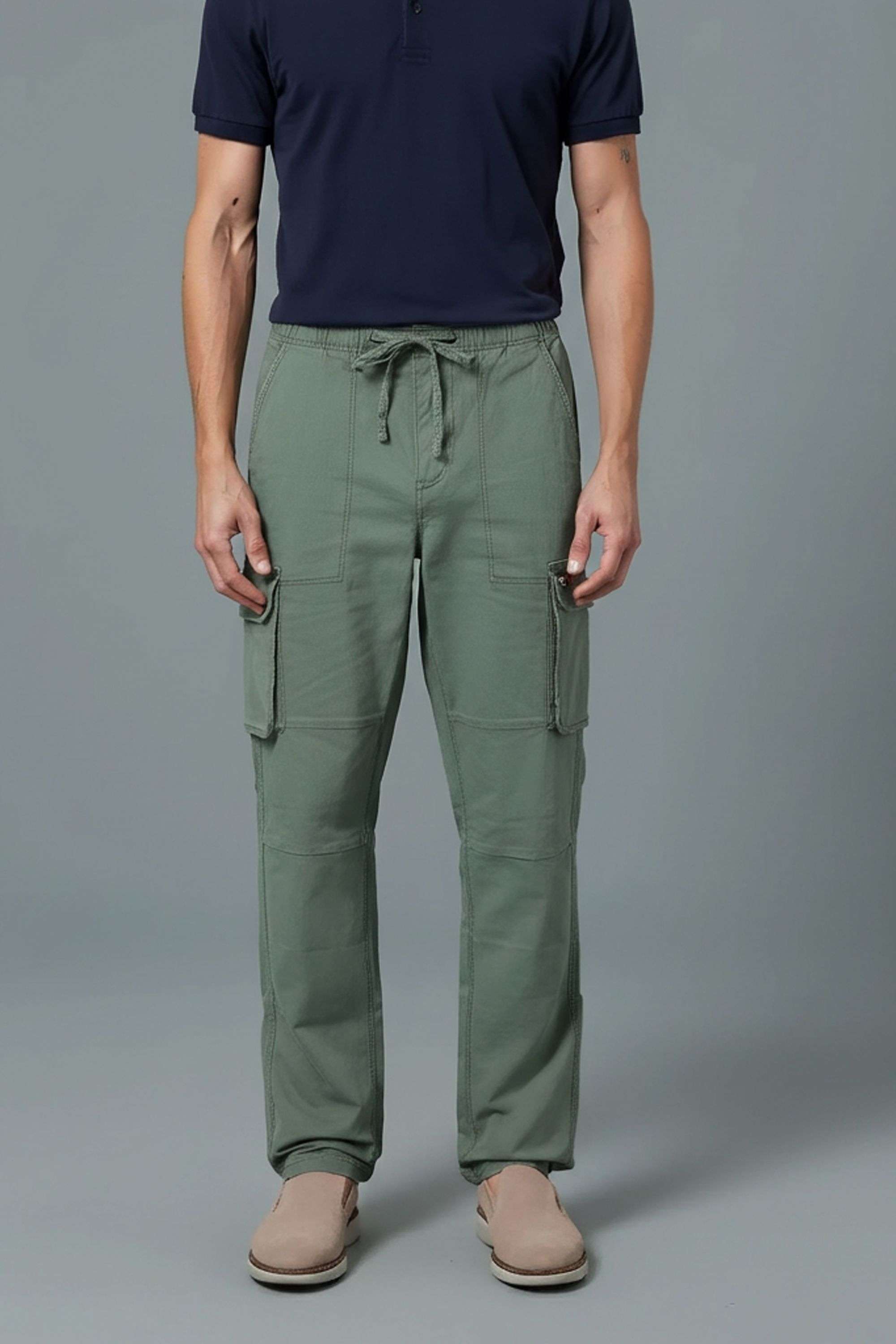 Solid-Blended-Fabric-Regular-Fit-Men-Pants