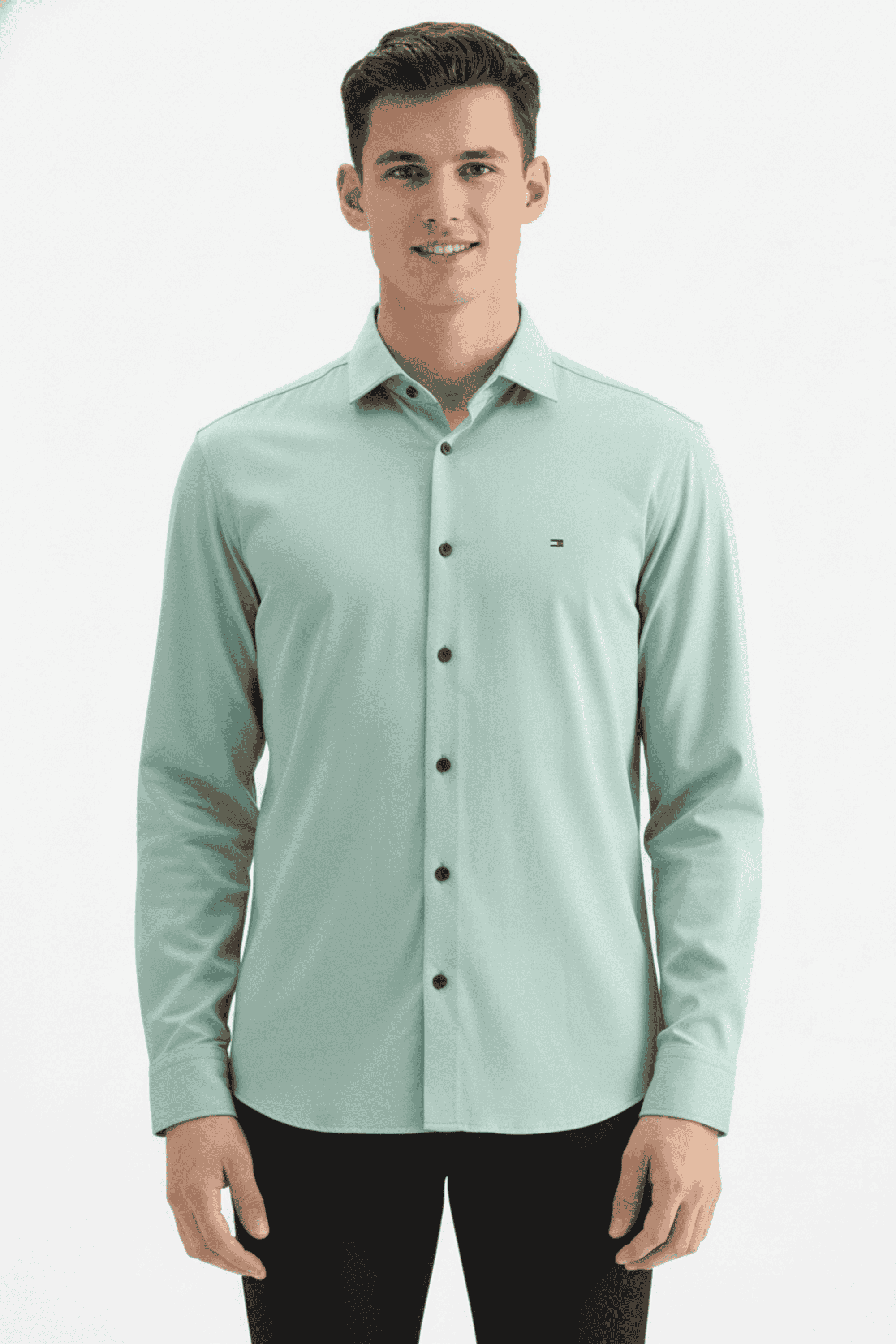 Solid-Nylon-Regular-Fit-Men-Casual-Wear-Shirt