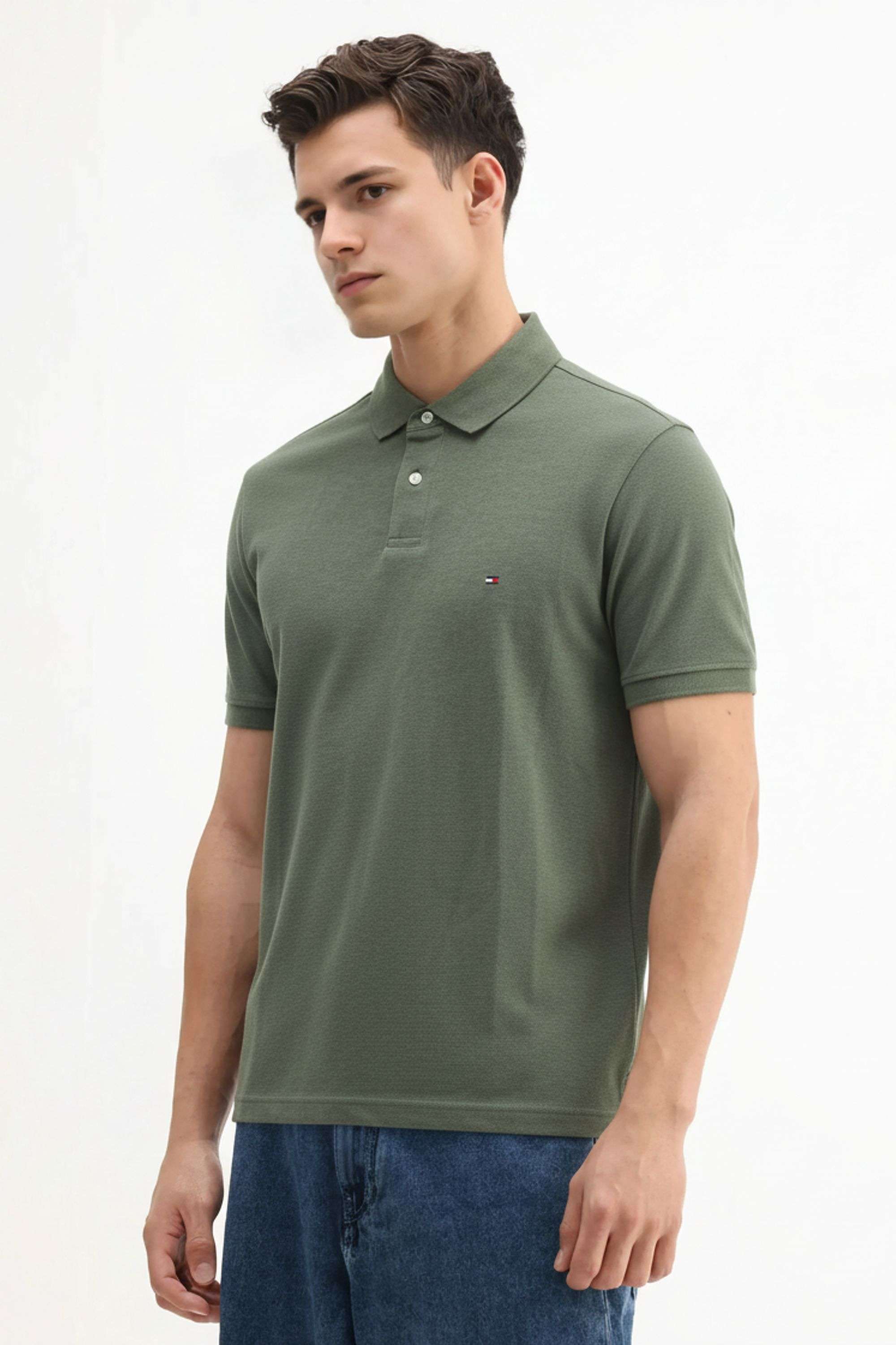Solid-Blended-Fabric-Regular-Fit-Men-Polo-T-Shirt