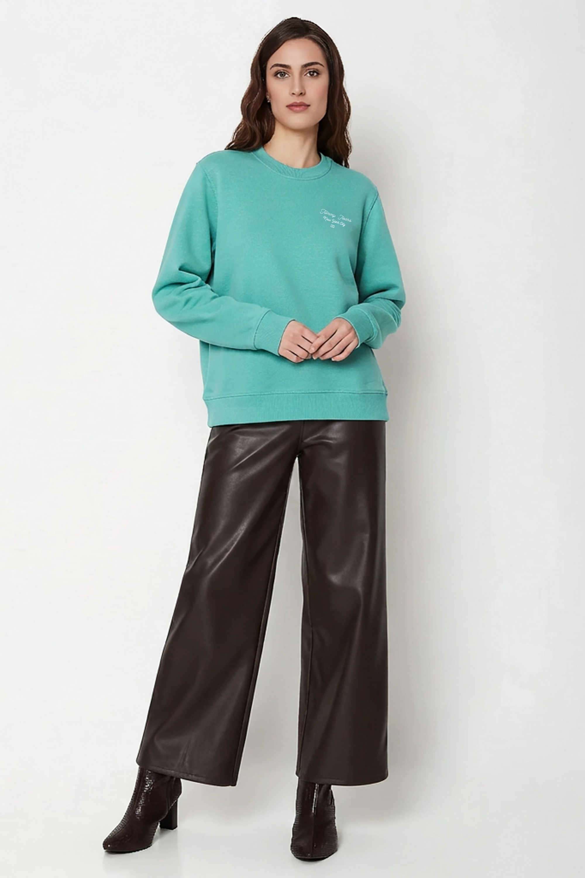 tommy hilfiger Solid Round Neck Blended Fabric Women's Sweatshirt-picture-11