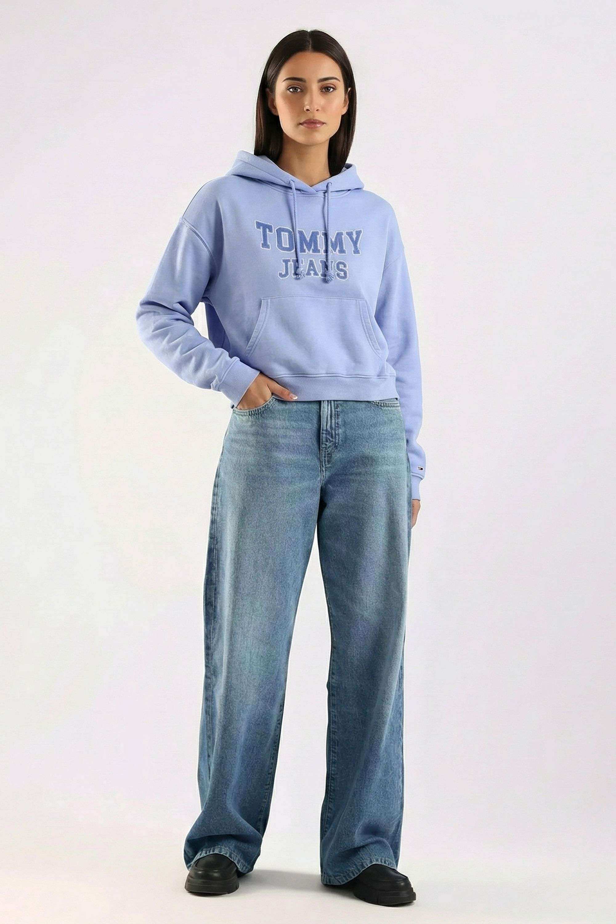 Solid-Hooded-Blended-Fabric-Women-s-Sweatshirt