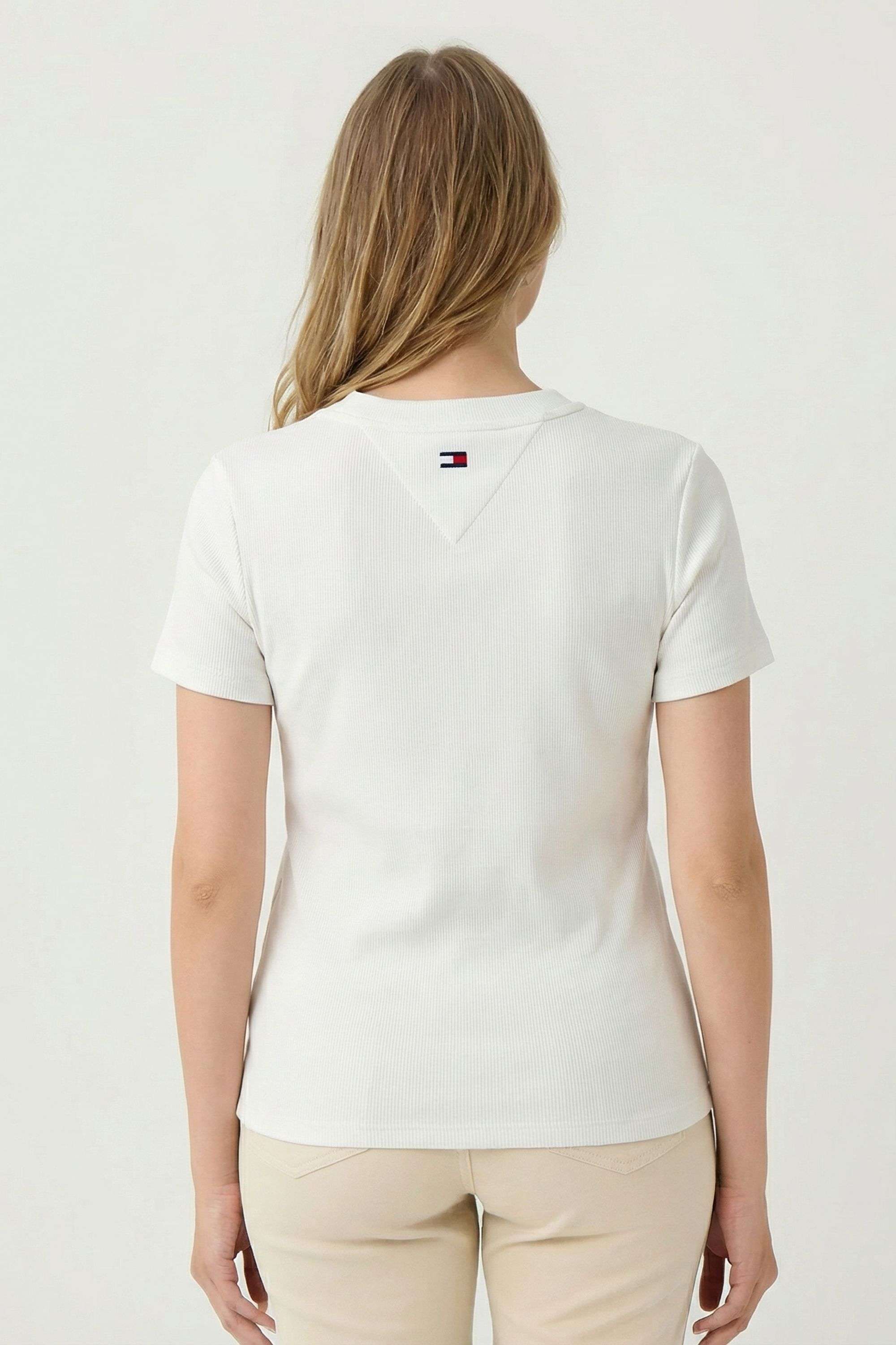 Solid-Blended-Fabric-Round-Neck-Women-T-Shirt
