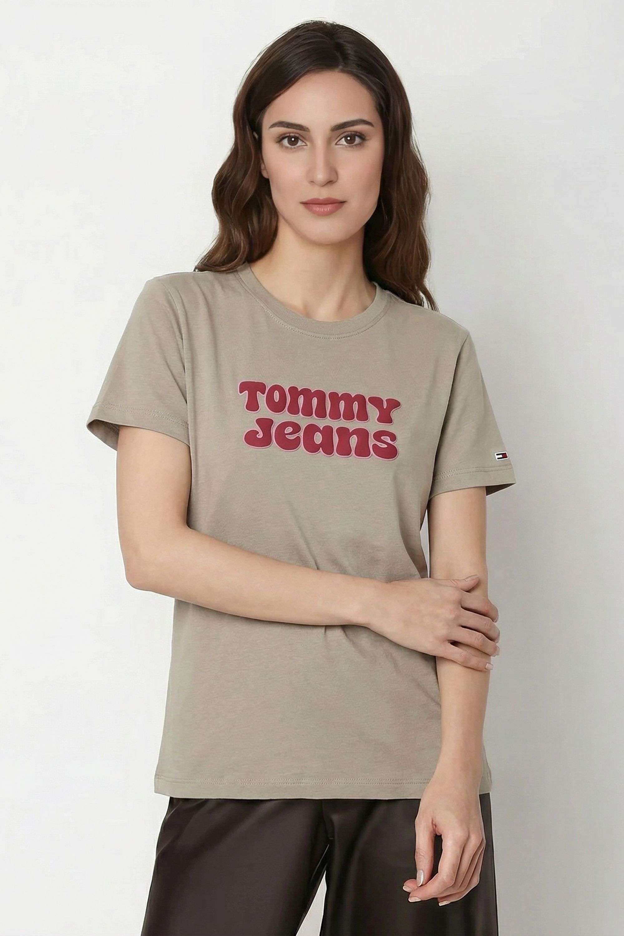 Typographic-Blended-Fabric-Round-Neck-Women-T-Shirt