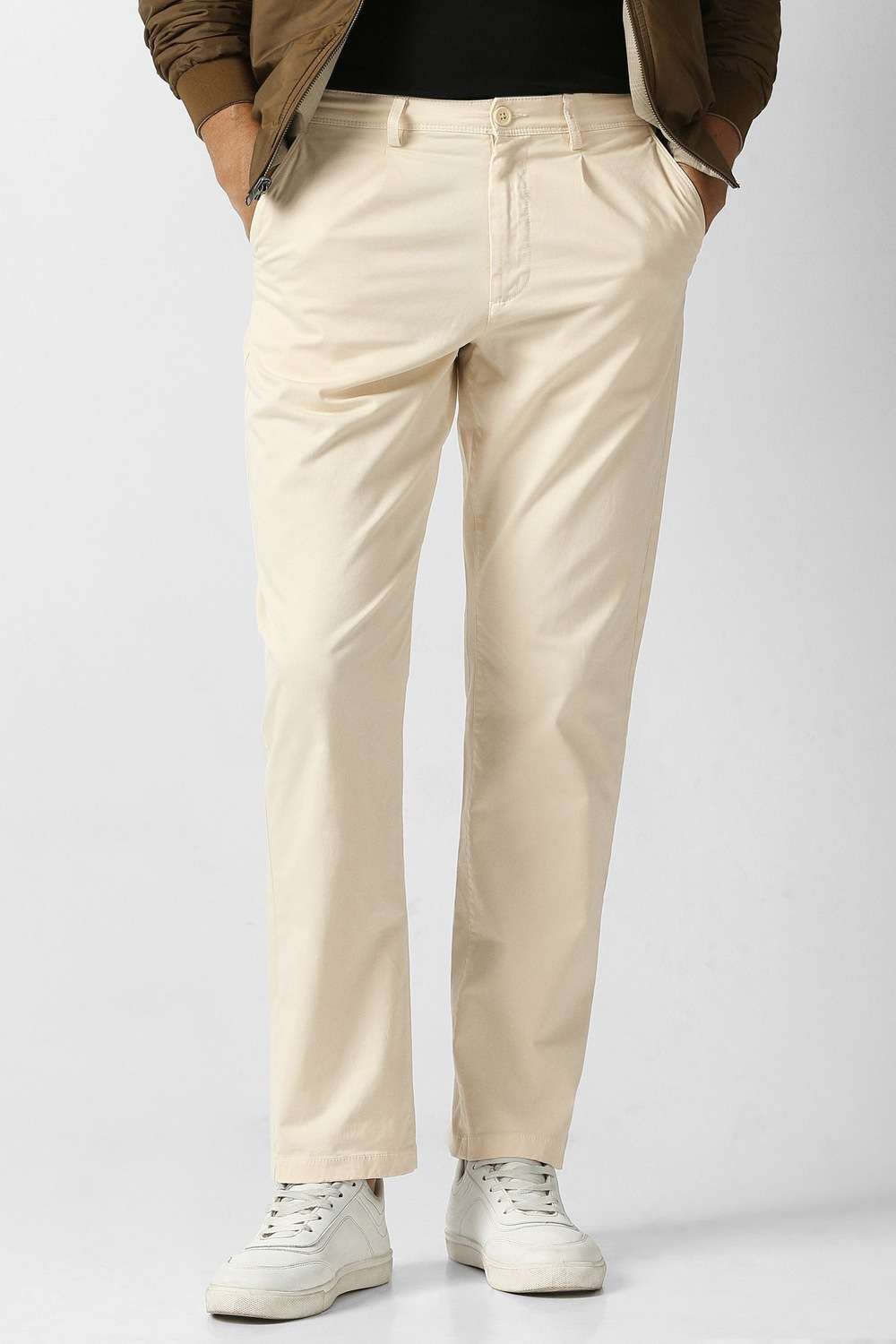Solid-Cotton-Blend-Relaxed-Fit-Men-s-Casual-Trousers