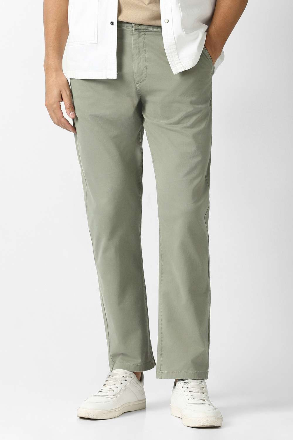 Solid-Cotton-Blend-Relaxed-Fit-Men-s-Casual-Trousers
