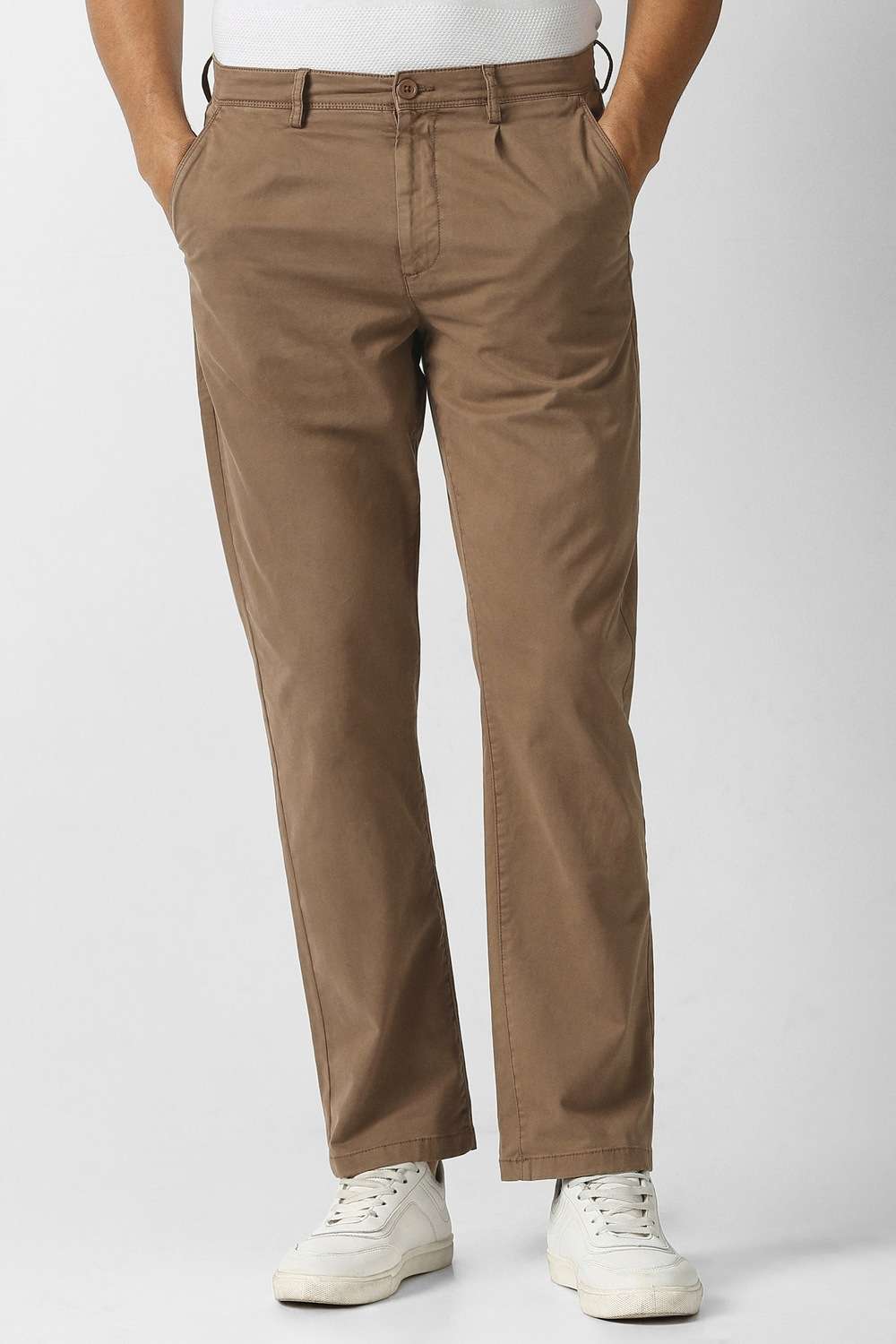 Solid-Cotton-Blend-Relaxed-Fit-Men-s-Casual-Trousers