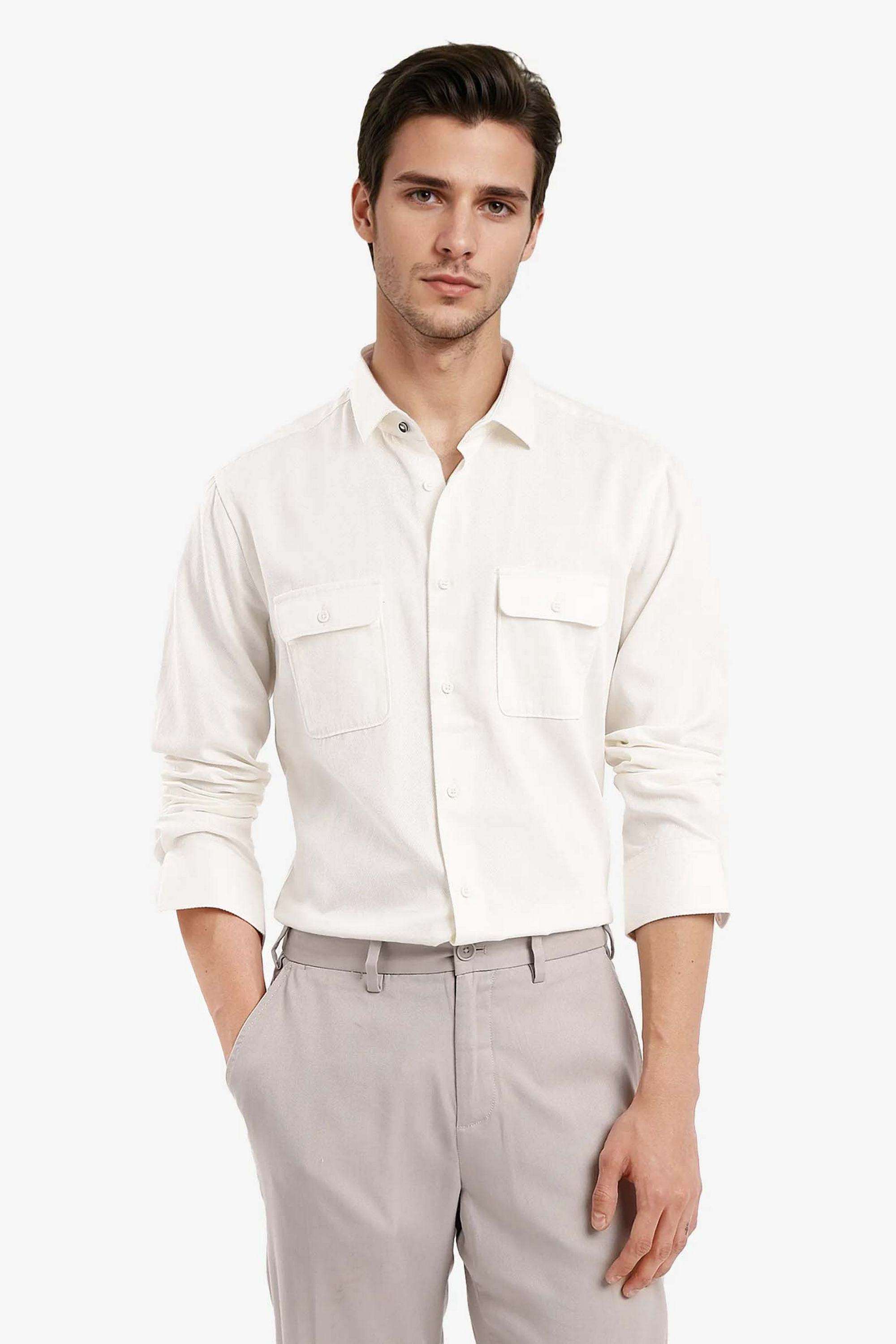 Solid-Cotton-Regular-Fit-Men-Casual-Wear-Shirt