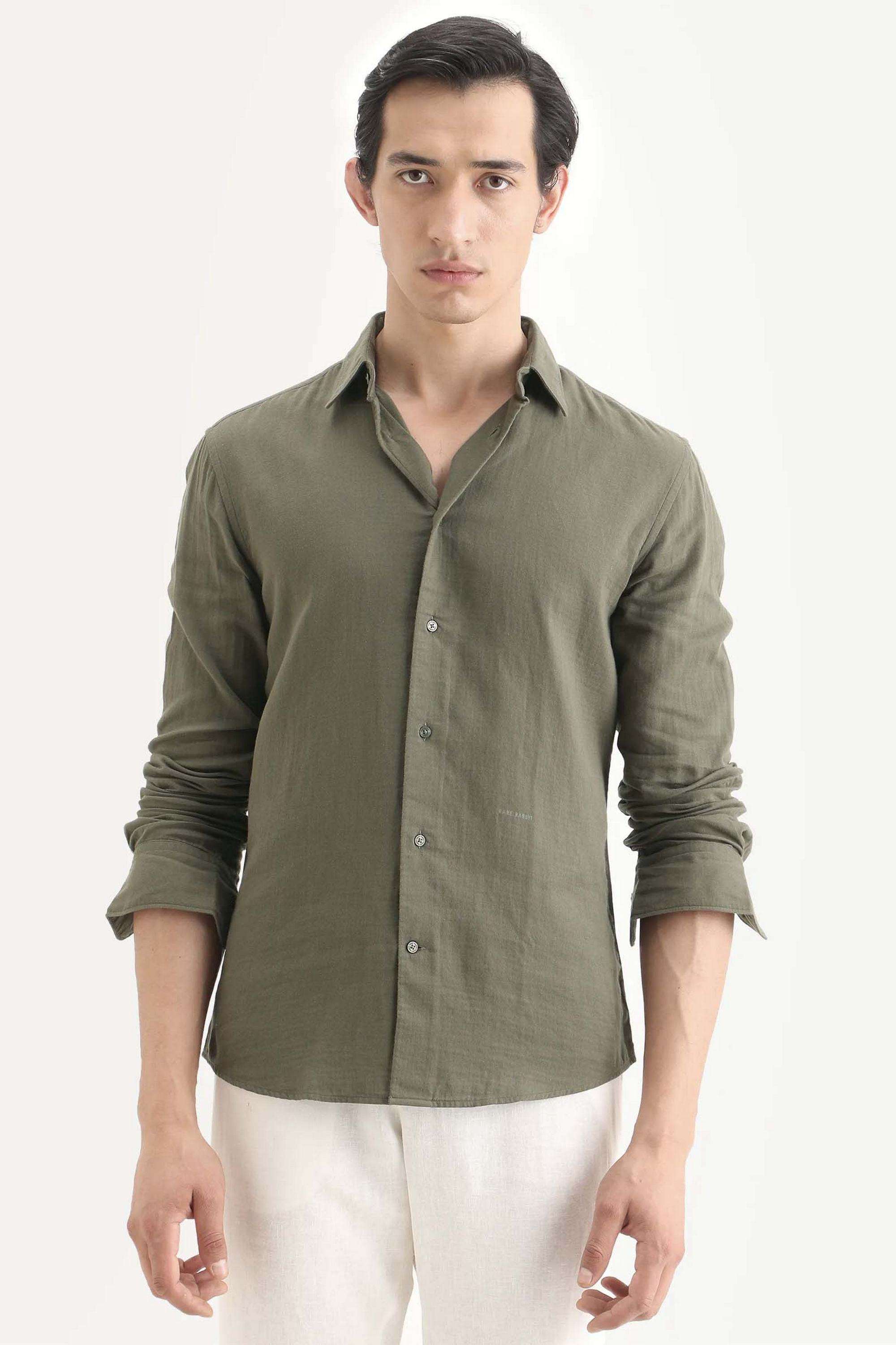 Solid-Cotton-Regular-Fit-Men-Casual-Wear-Shirt