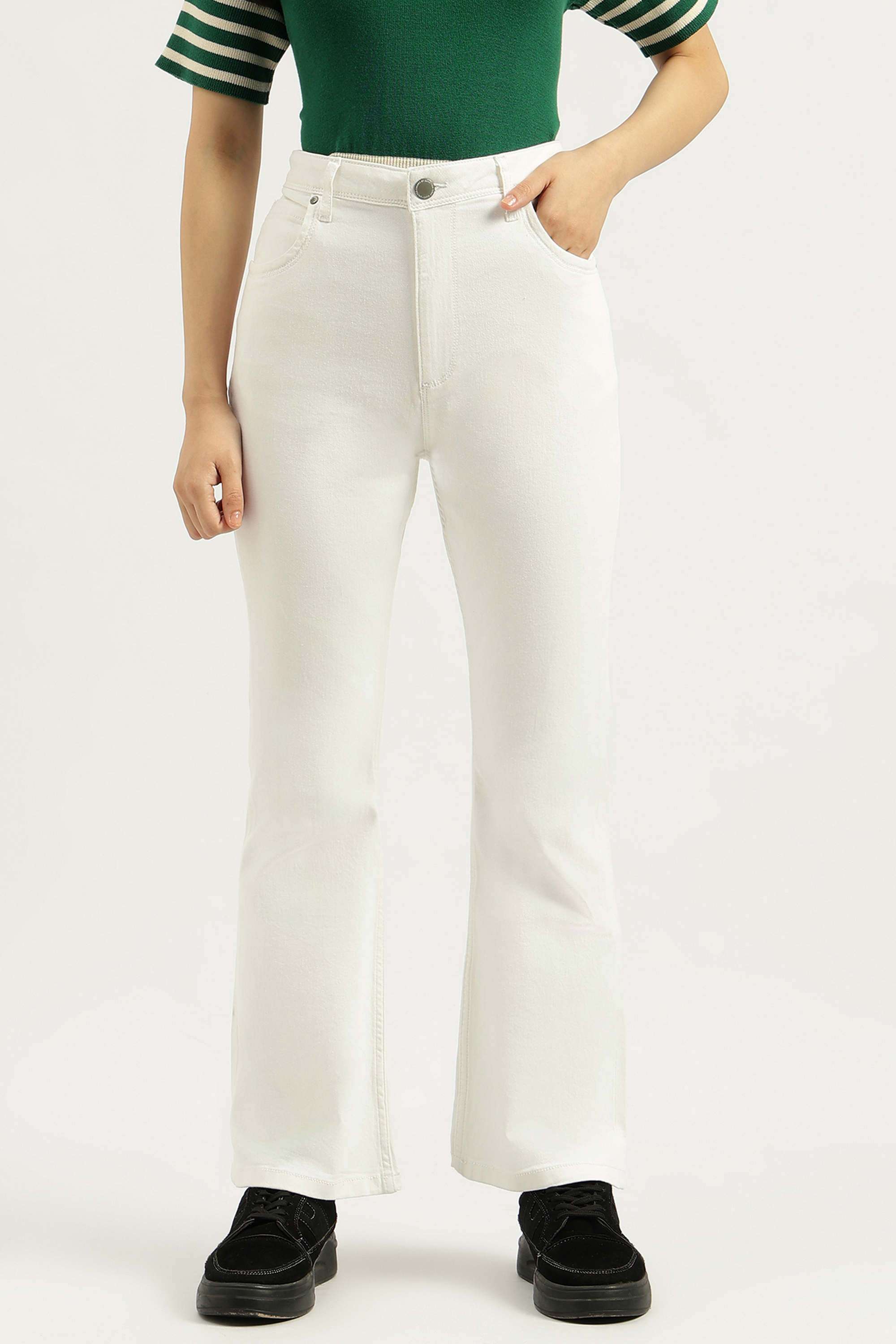 Solid-Blended-Fabric-Bootcut-Fit-Women-s-Jeans