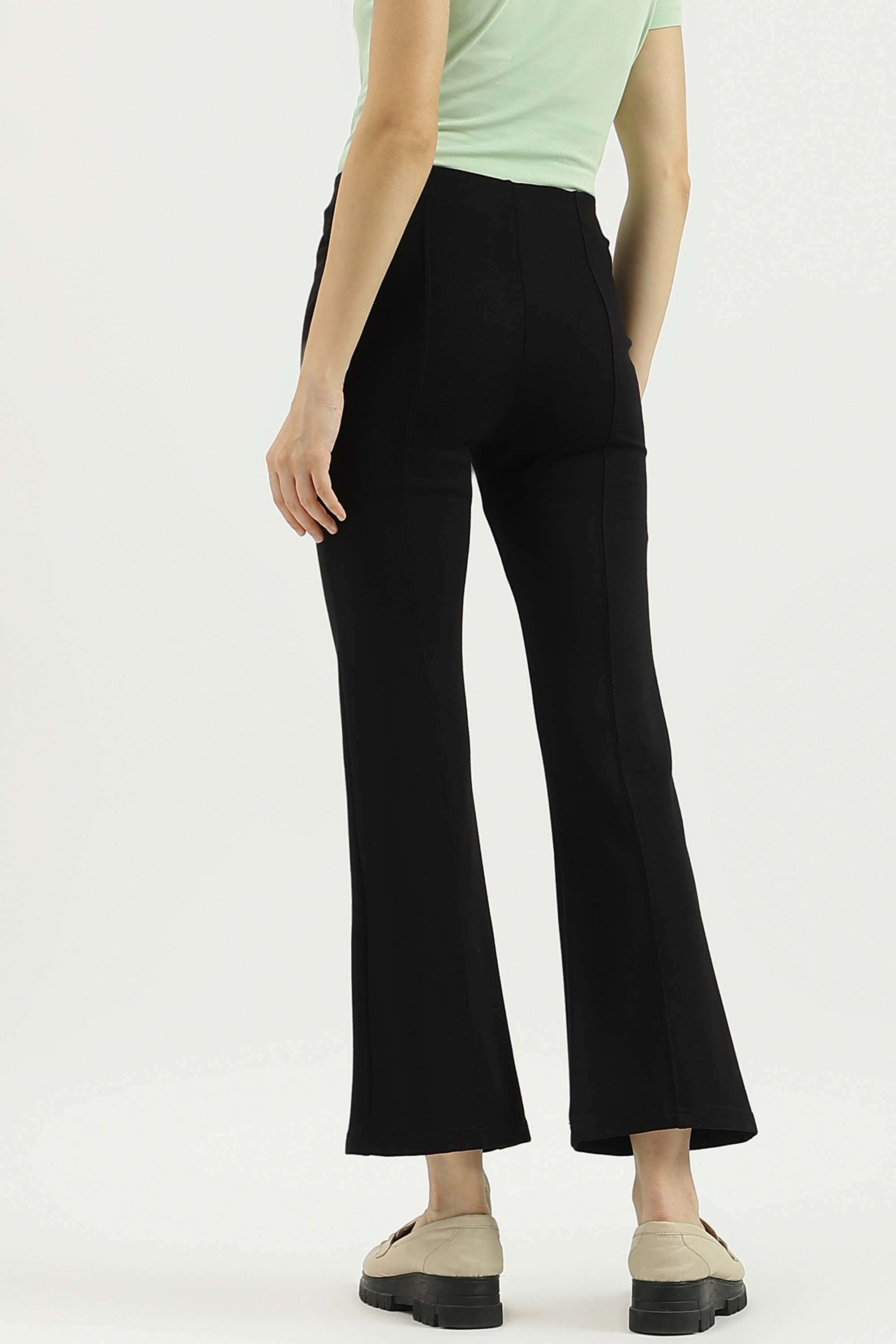 Solid-Blended-Fabric-Regular-Fit-Women-s-Pants