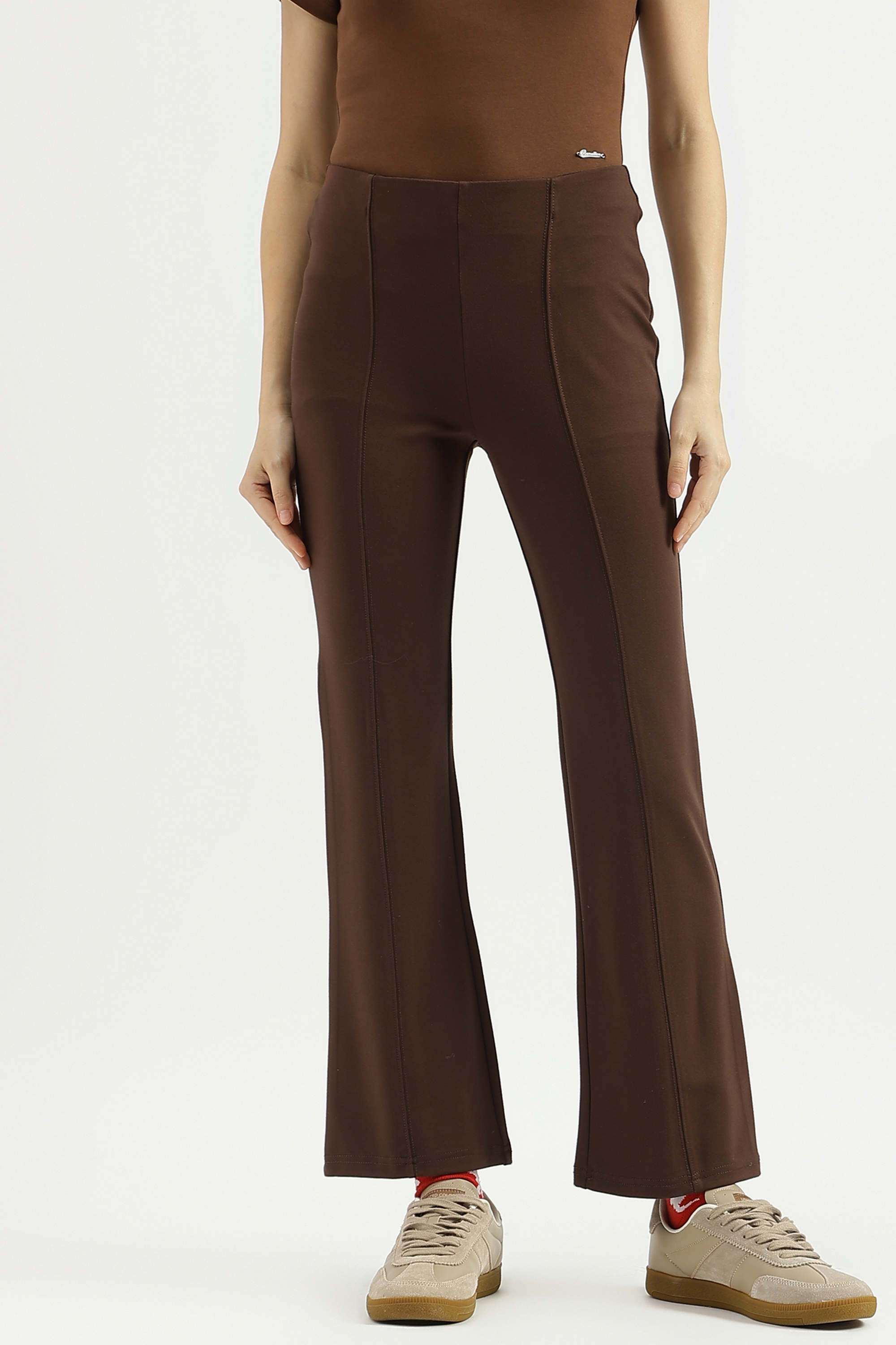 Solid-Blended-Fabric-Regular-Fit-Women-s-Pants