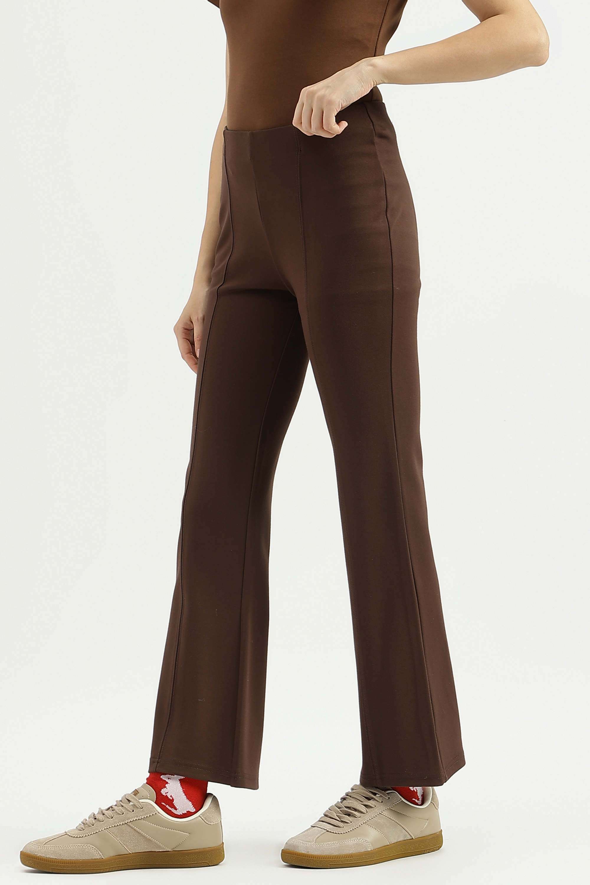 Solid-Blended-Fabric-Regular-Fit-Women-s-Pants