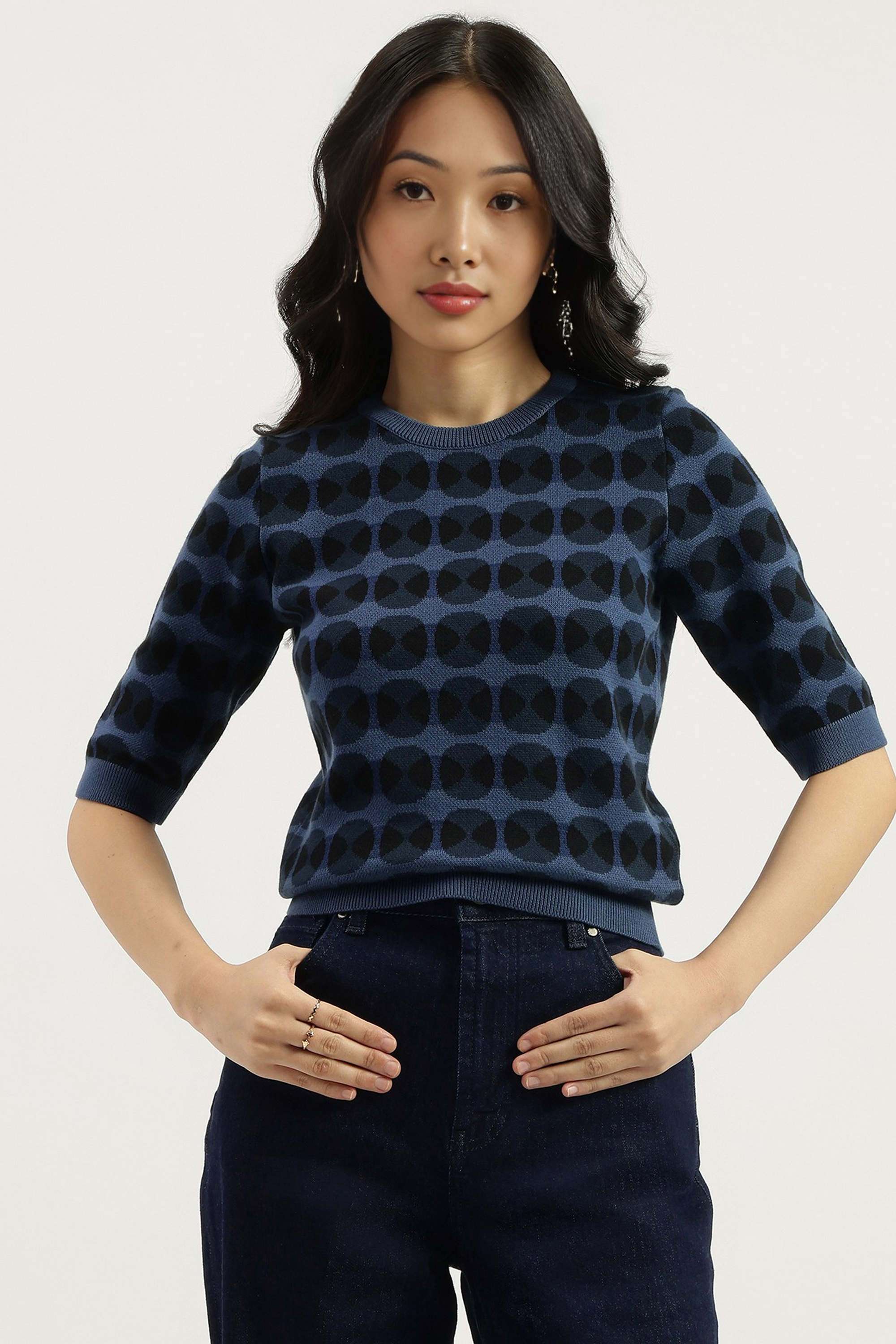 Solid-Blended-Fabric-Regular-Fit-Women-s-Sweater