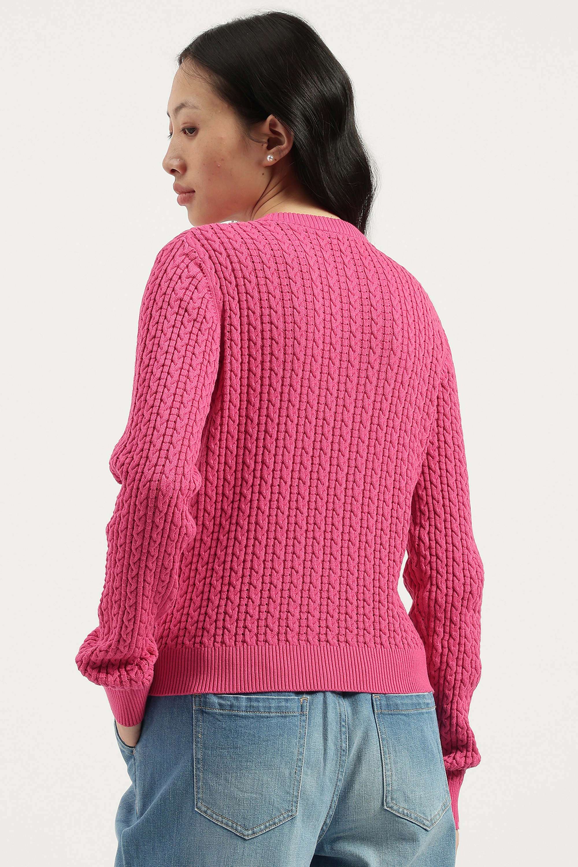 Solid-Blended-Fabric-Regular-Fit-Women-s-Sweater