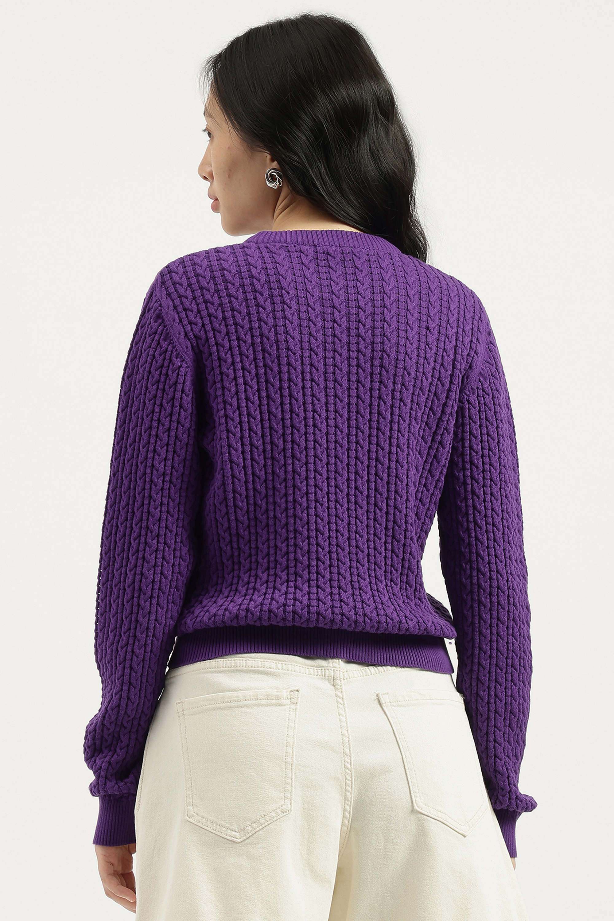 Solid-Blended-Fabric-Regular-Fit-Women-s-Sweater