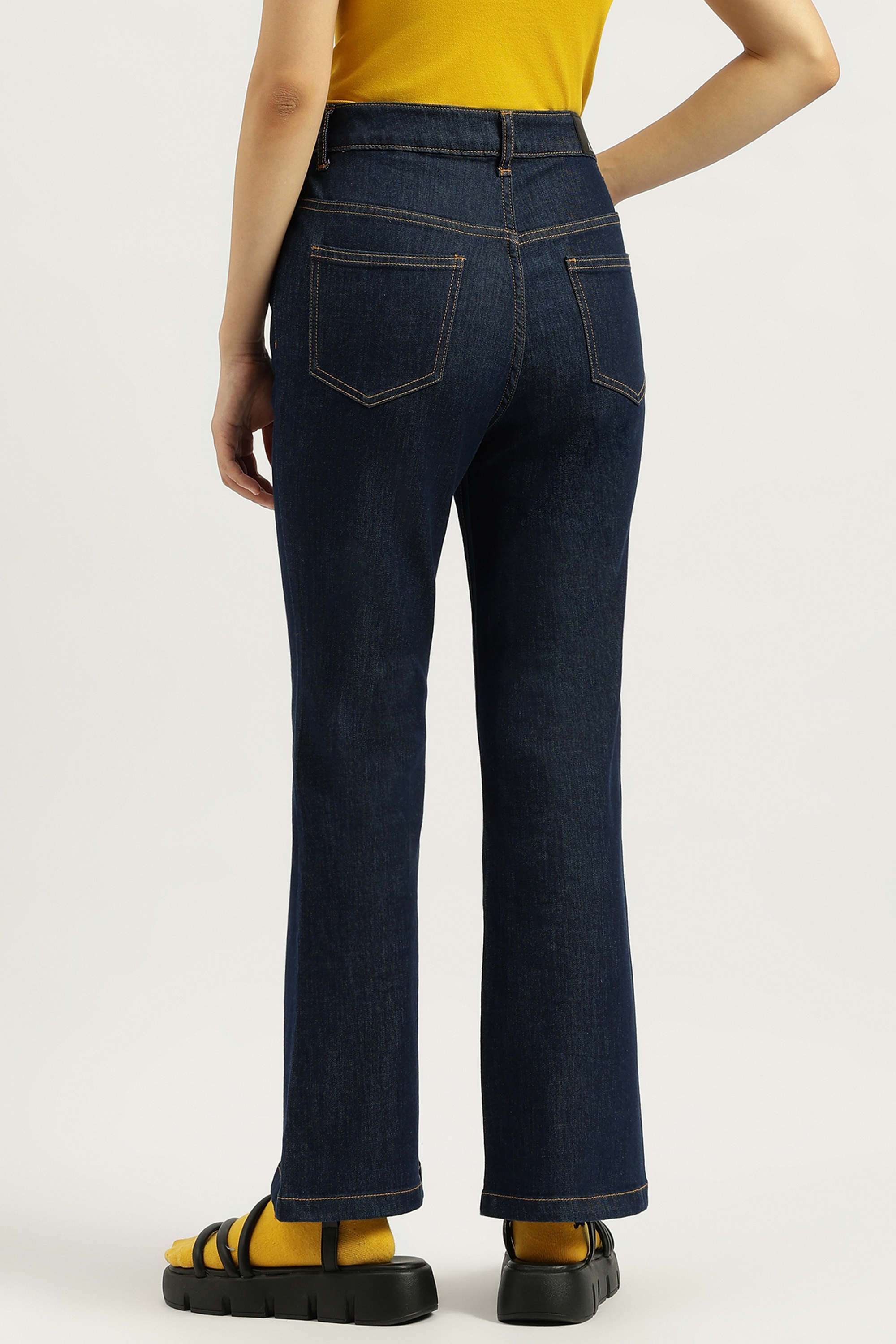 Solid-Blended-Fabric-Bootcut-Fit-Women-s-Jeans