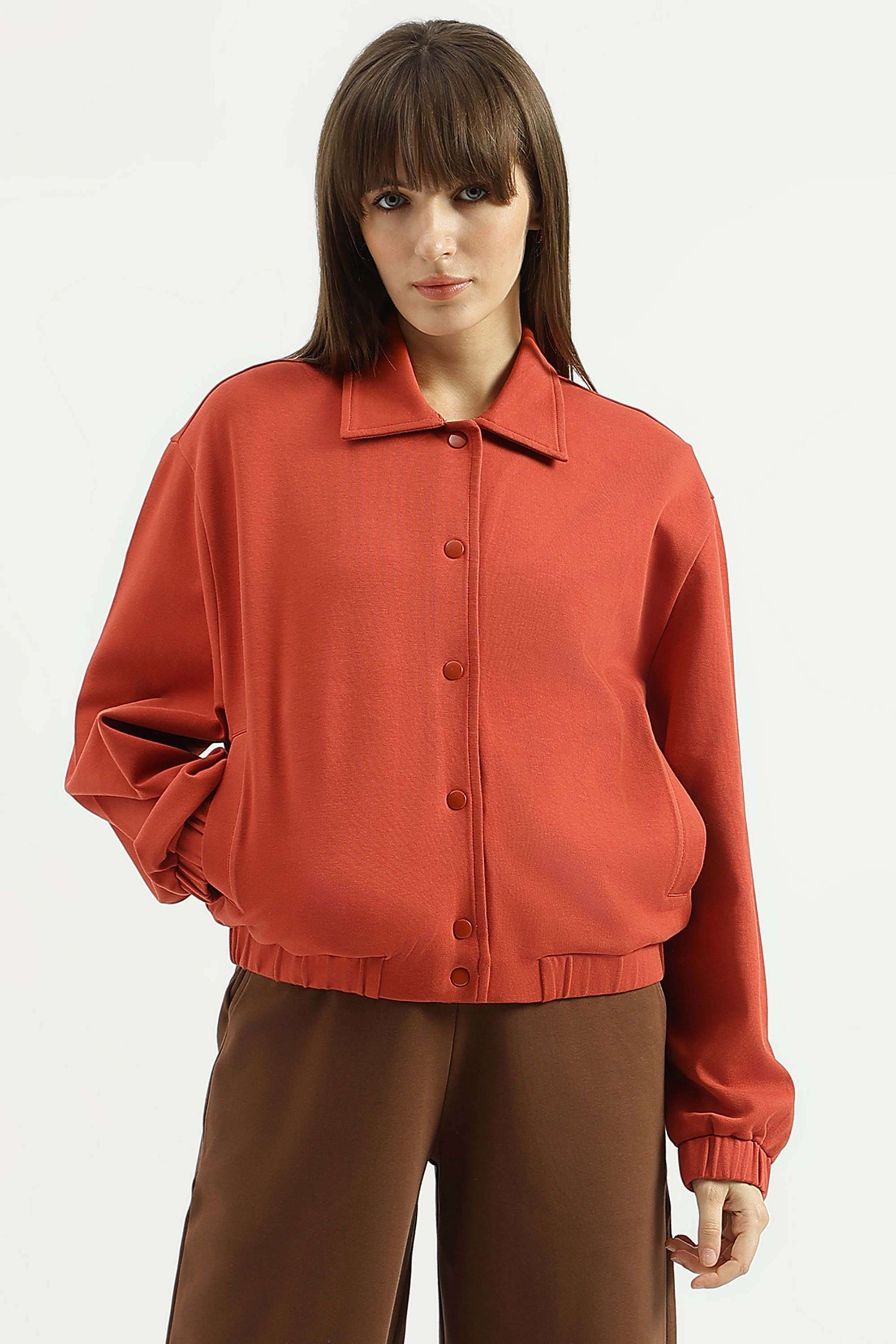 Solid-Blended-Fabric-Regular-Fit-Women-s-Sweatshirt