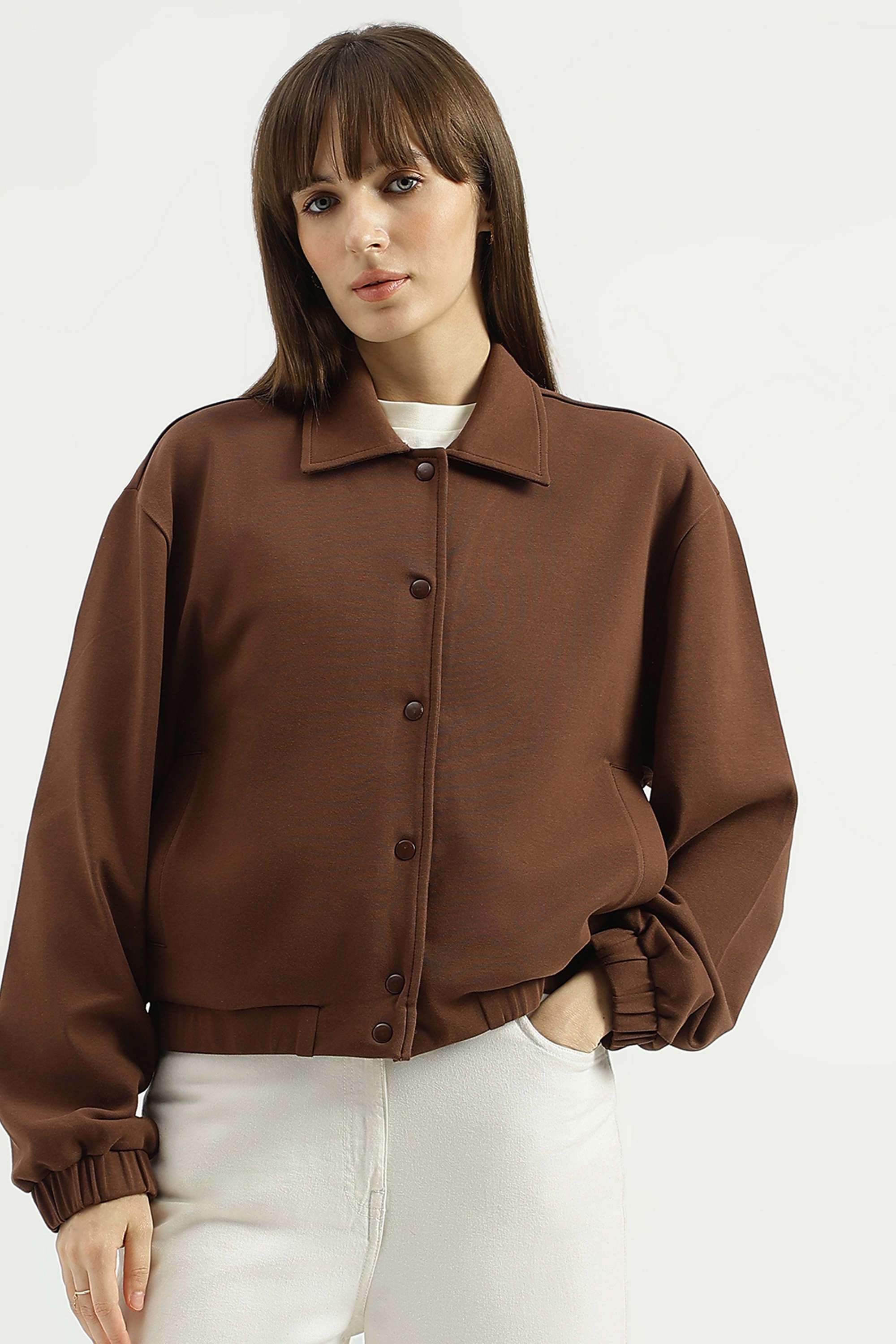 Solid-Blended-Fabric-Regular-Fit-Women-s-Sweatshirt