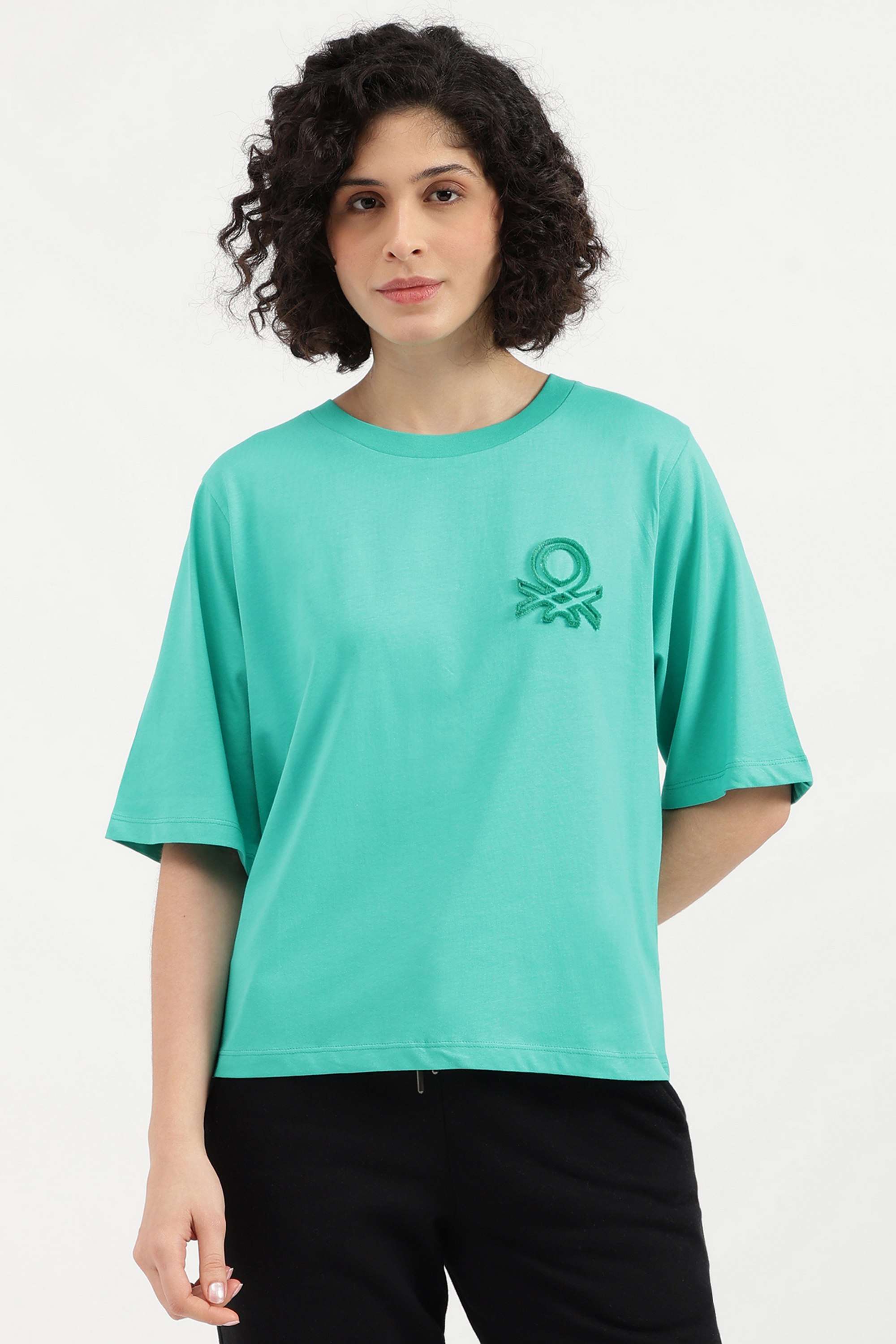 Printed-Blended-Fabric-Women-s-T-Shirt