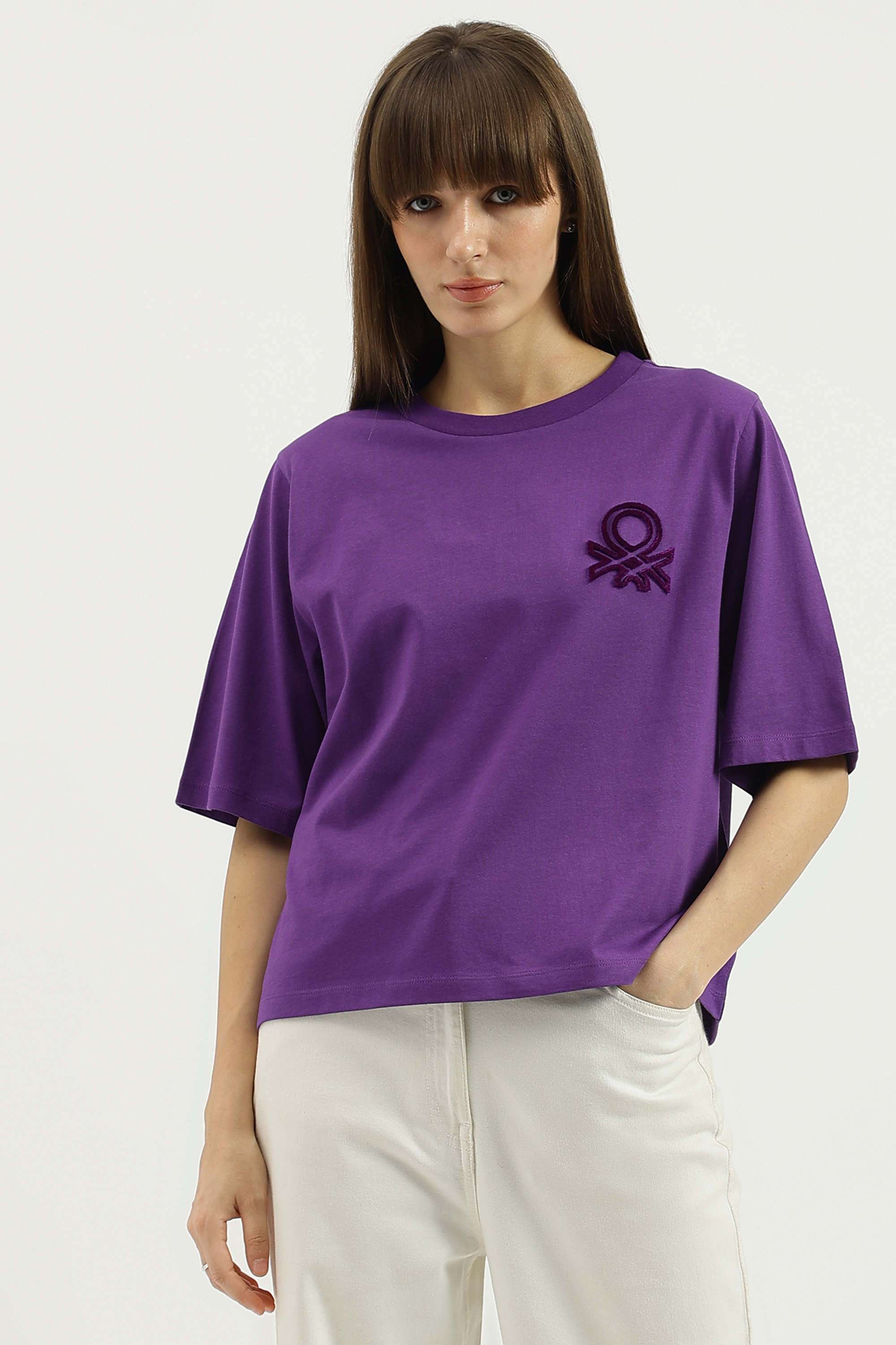 Solid-Blended-Fabric-Regular-Fit-Women-s-Top