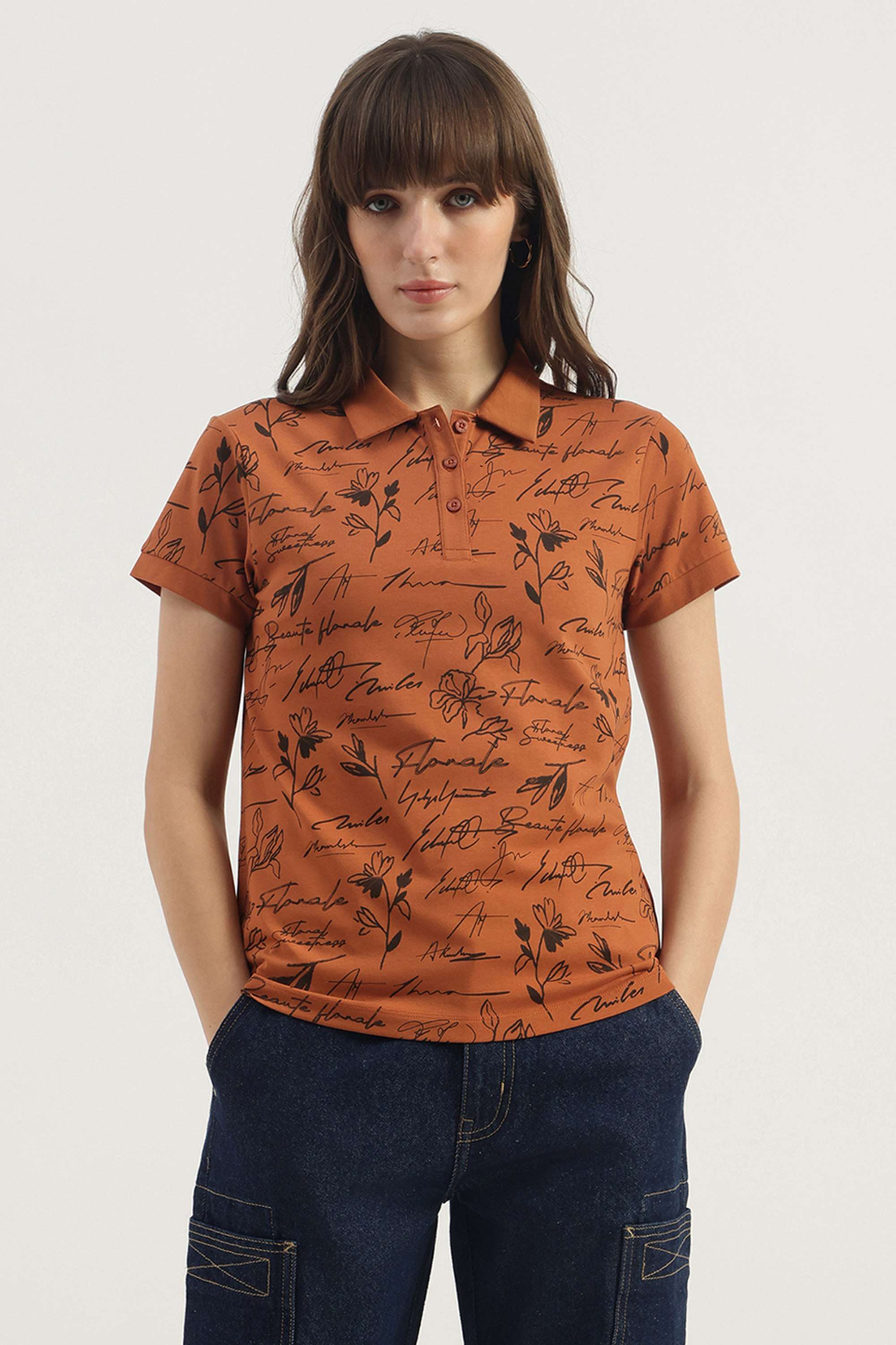 Printed-Blended-Fabric-Women-s-T-Shirt