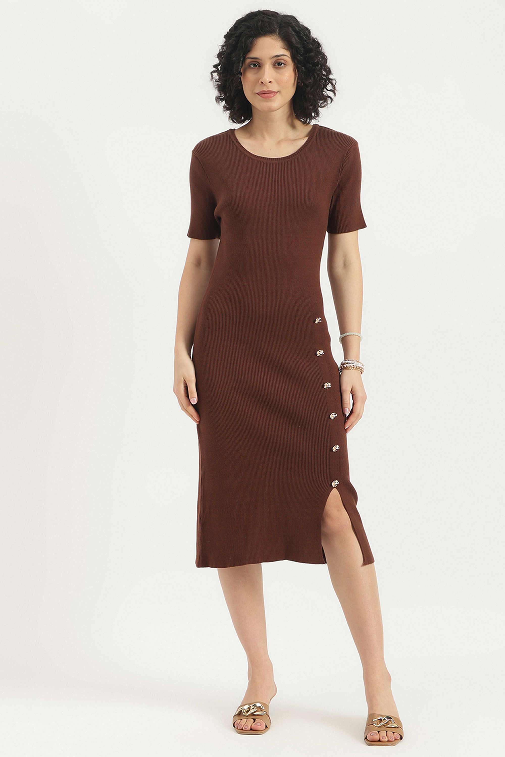 Printed-Blended-Fabric-Women-s-Dress