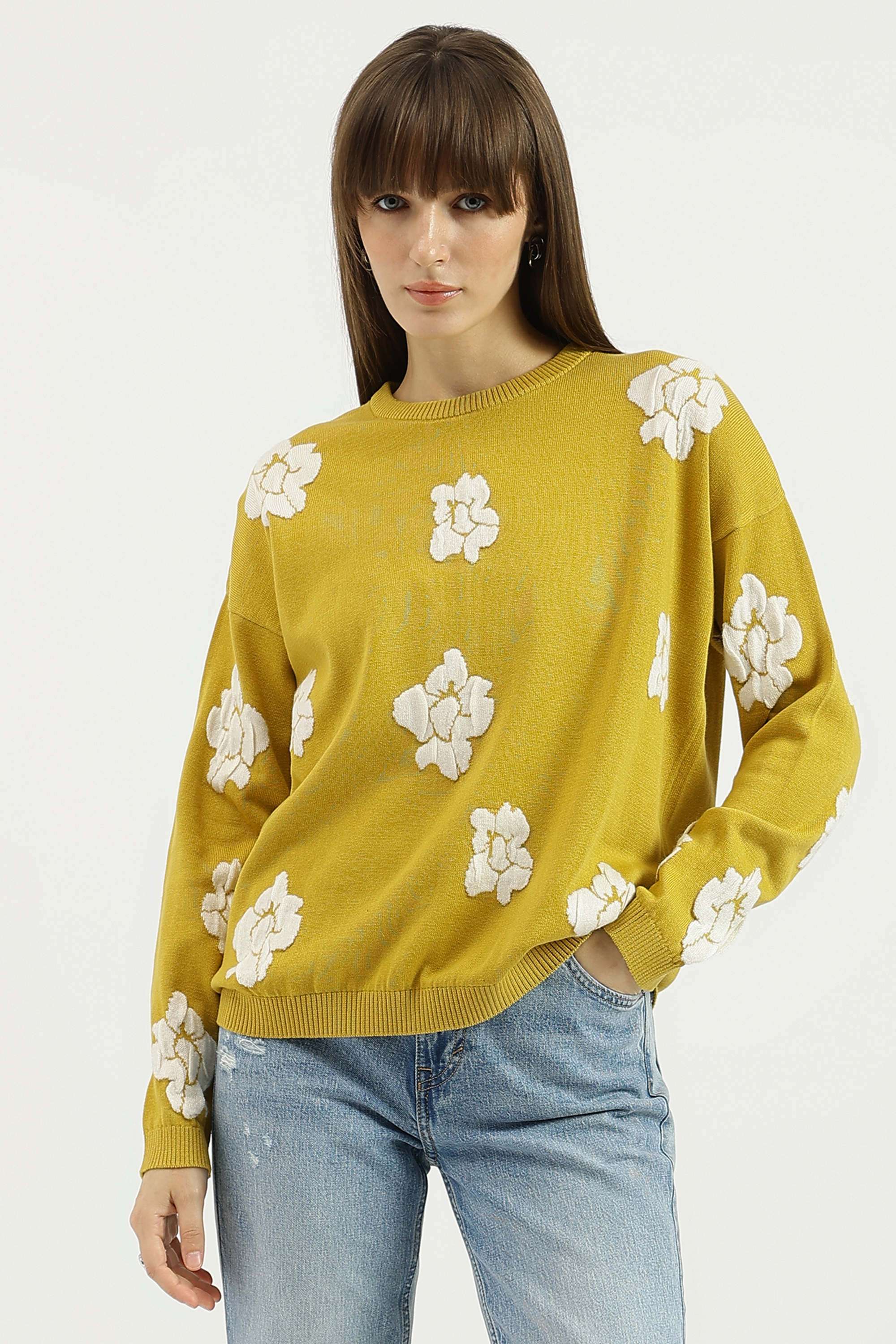Solid-Blended-Fabric-Regular-Fit-Women-s-Sweater