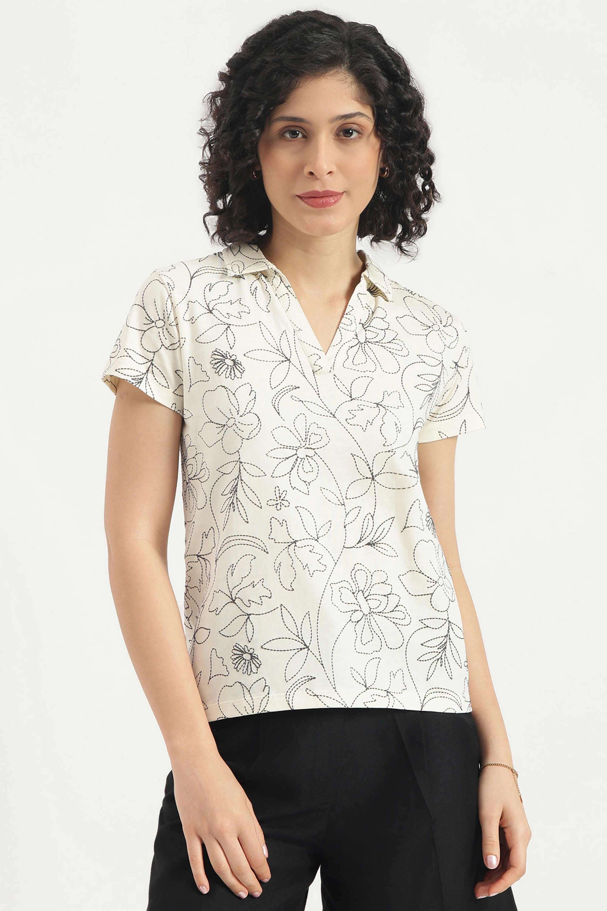 Printed-Blended-Fabric-Women-s-T-Shirt