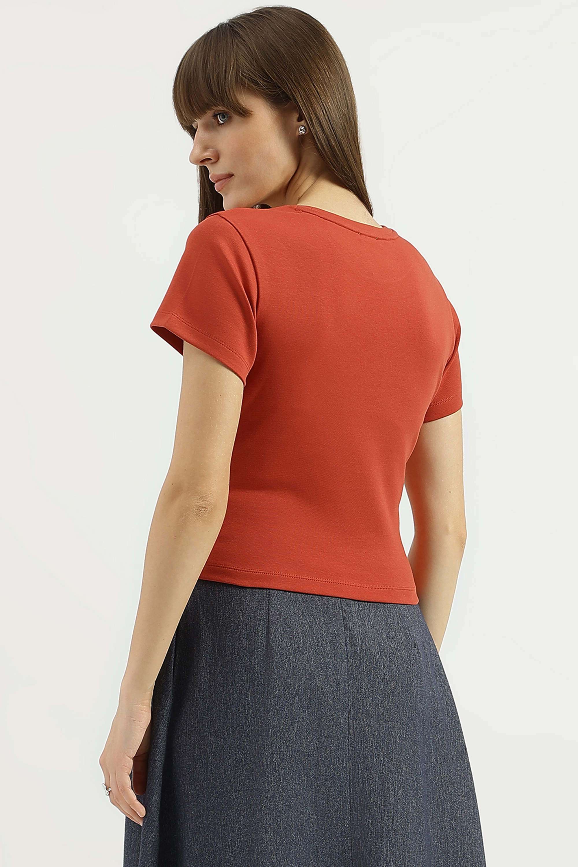 Solid-Blended-Fabric-Regular-Fit-Women-s-Top