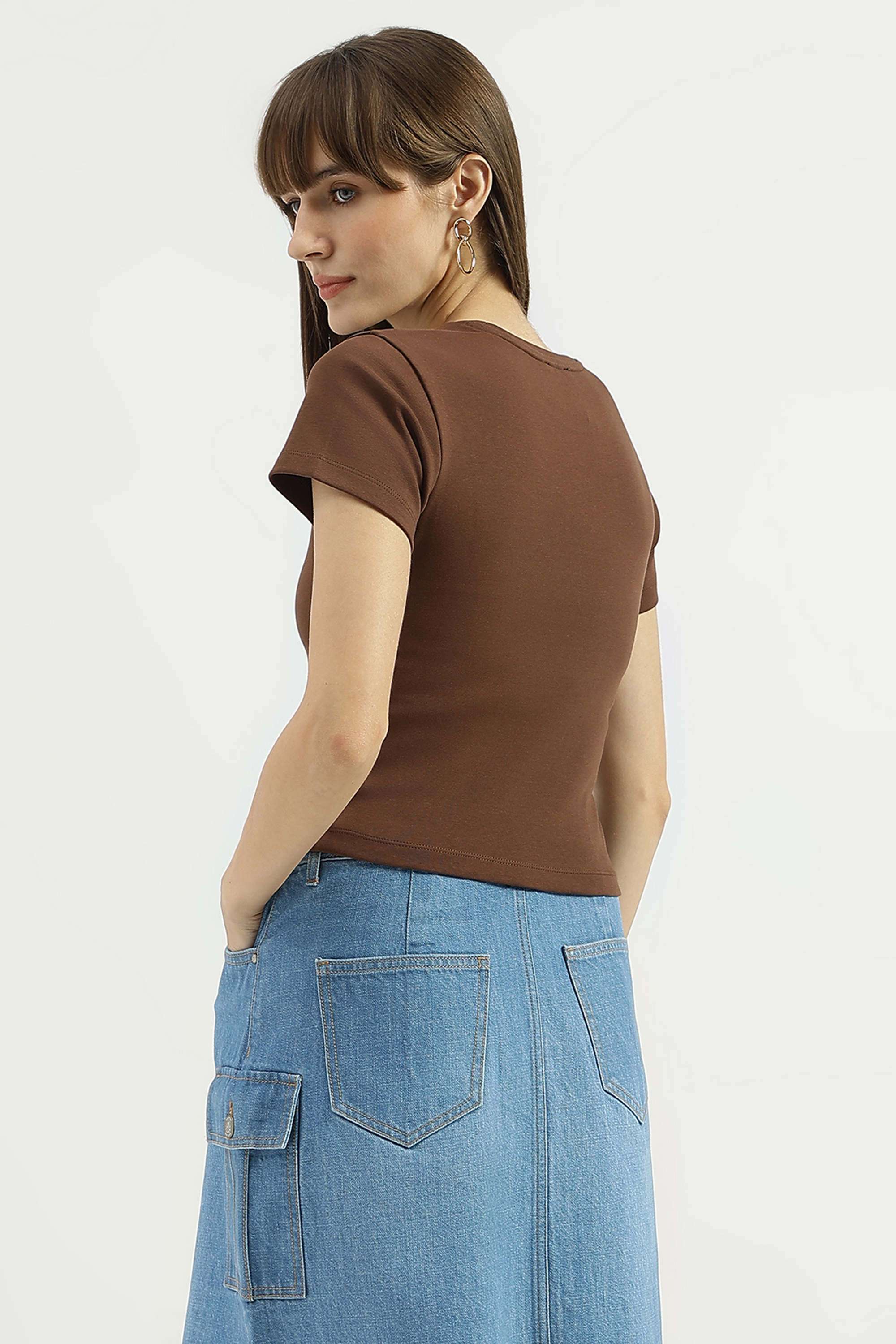 Solid-Blended-Fabric-Regular-Fit-Women-s-Top