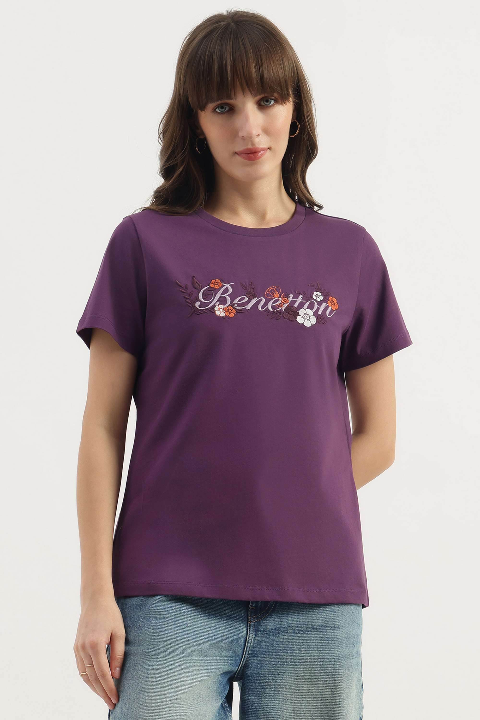 Printed-Blended-Fabric-Women-s-T-Shirt