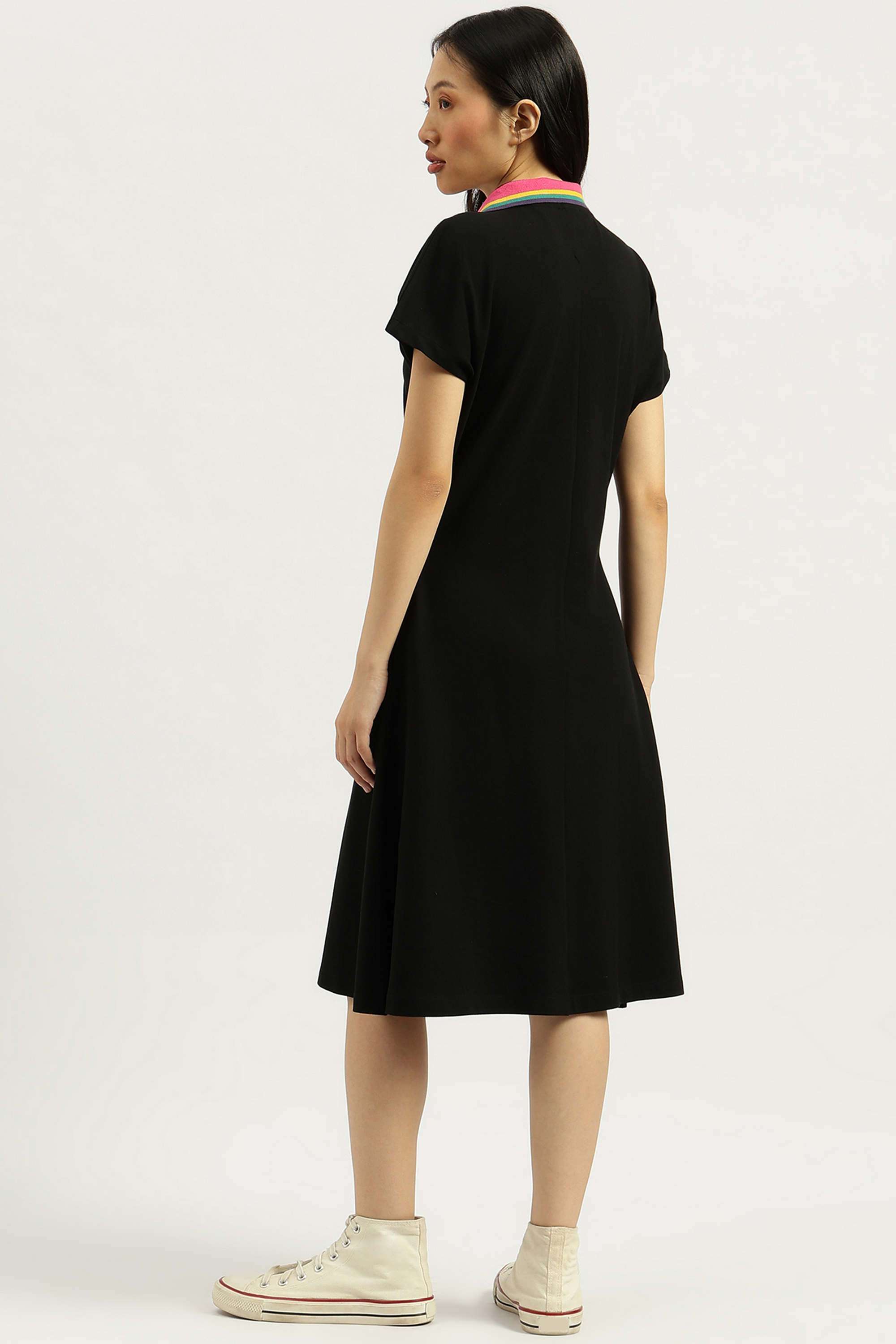 Solid-Blended-Fabric-Regular-Fit-Women-s-Casual-Dress