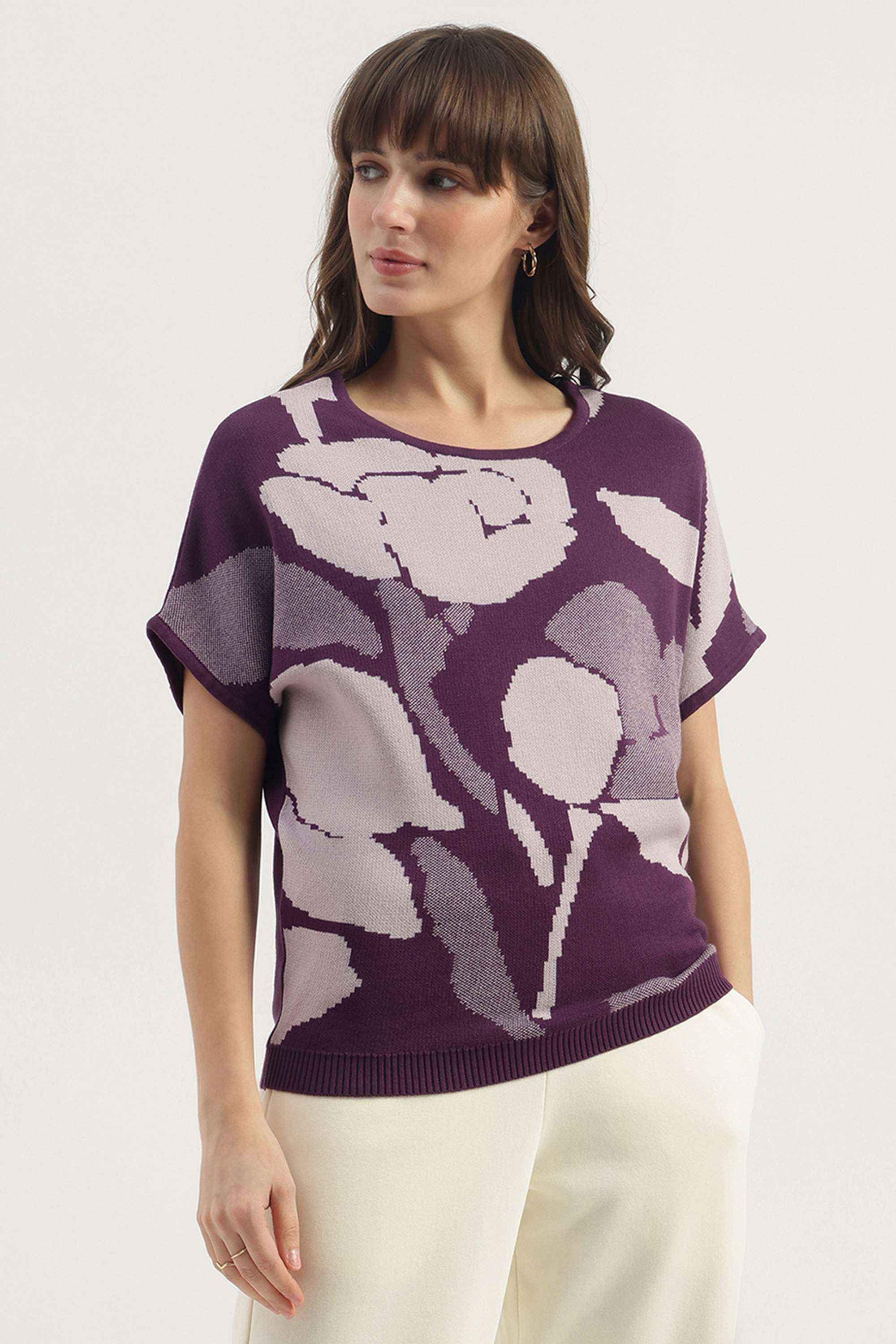 Printed-Blended-Fabric-Women-s-T-shirt
