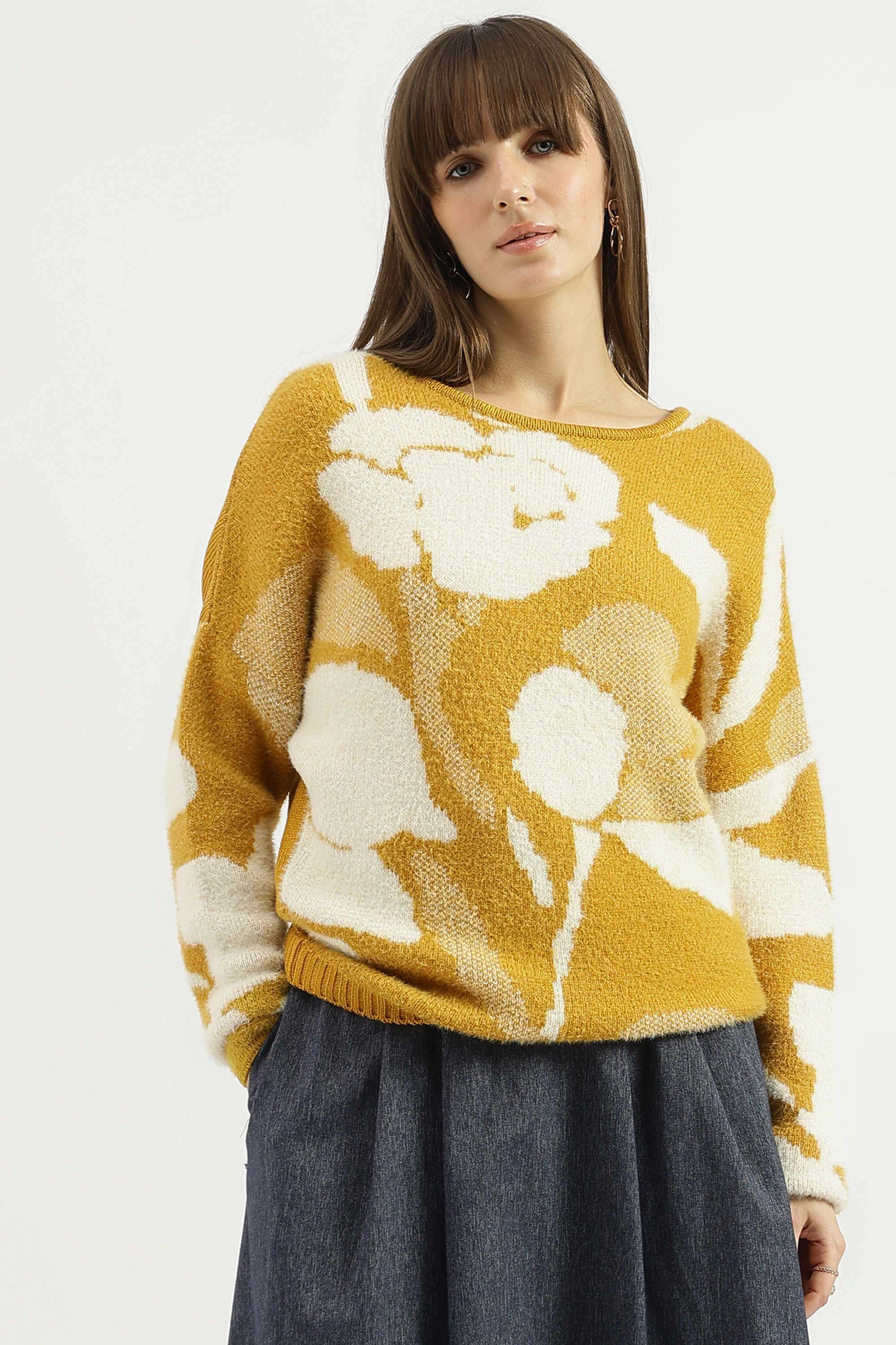 Solid-Blended-Fabric-Regular-Fit-Women-s-Sweater