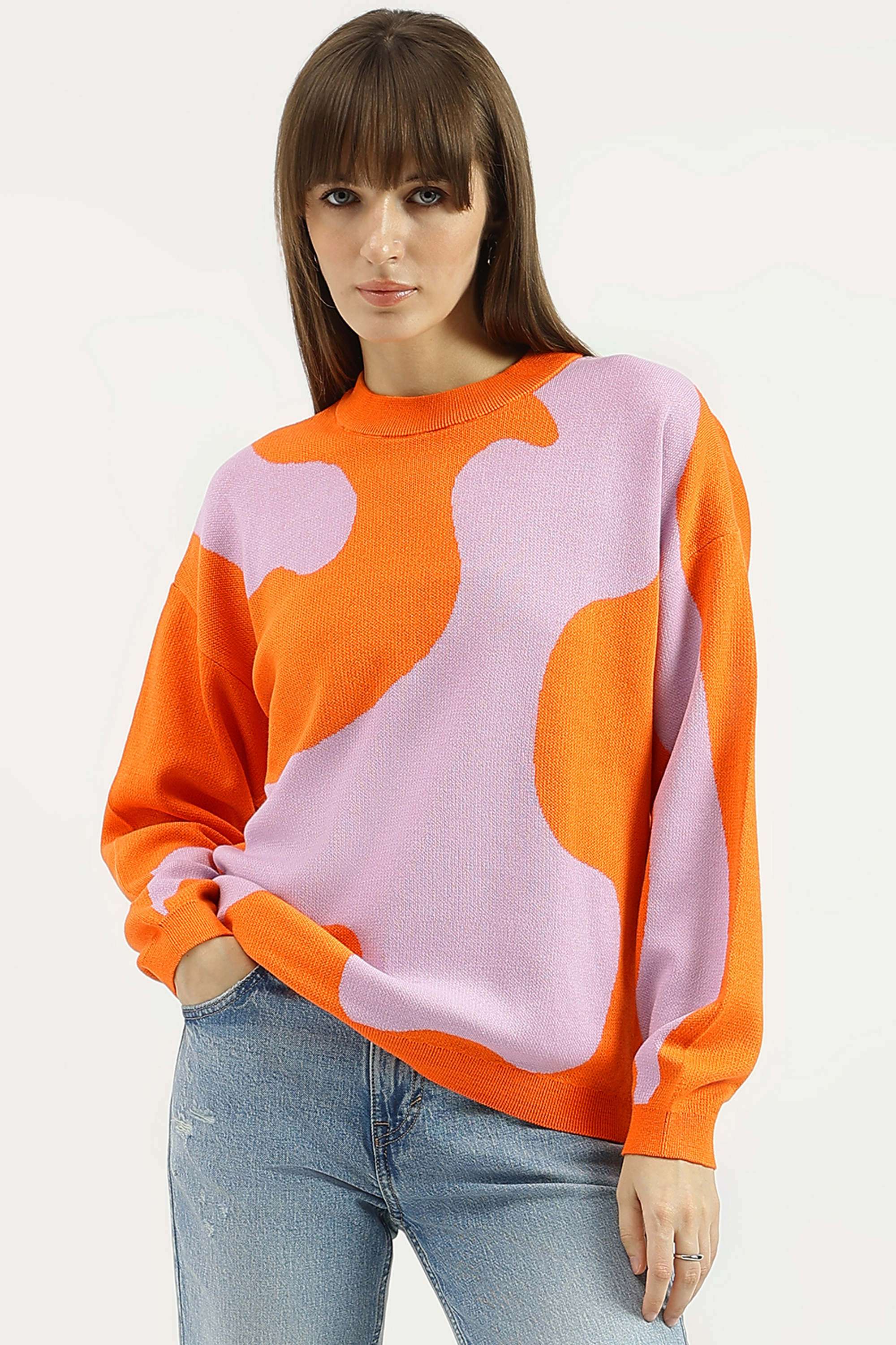 Solid-Blended-Fabric-Regular-Fit-Women-s-Sweater