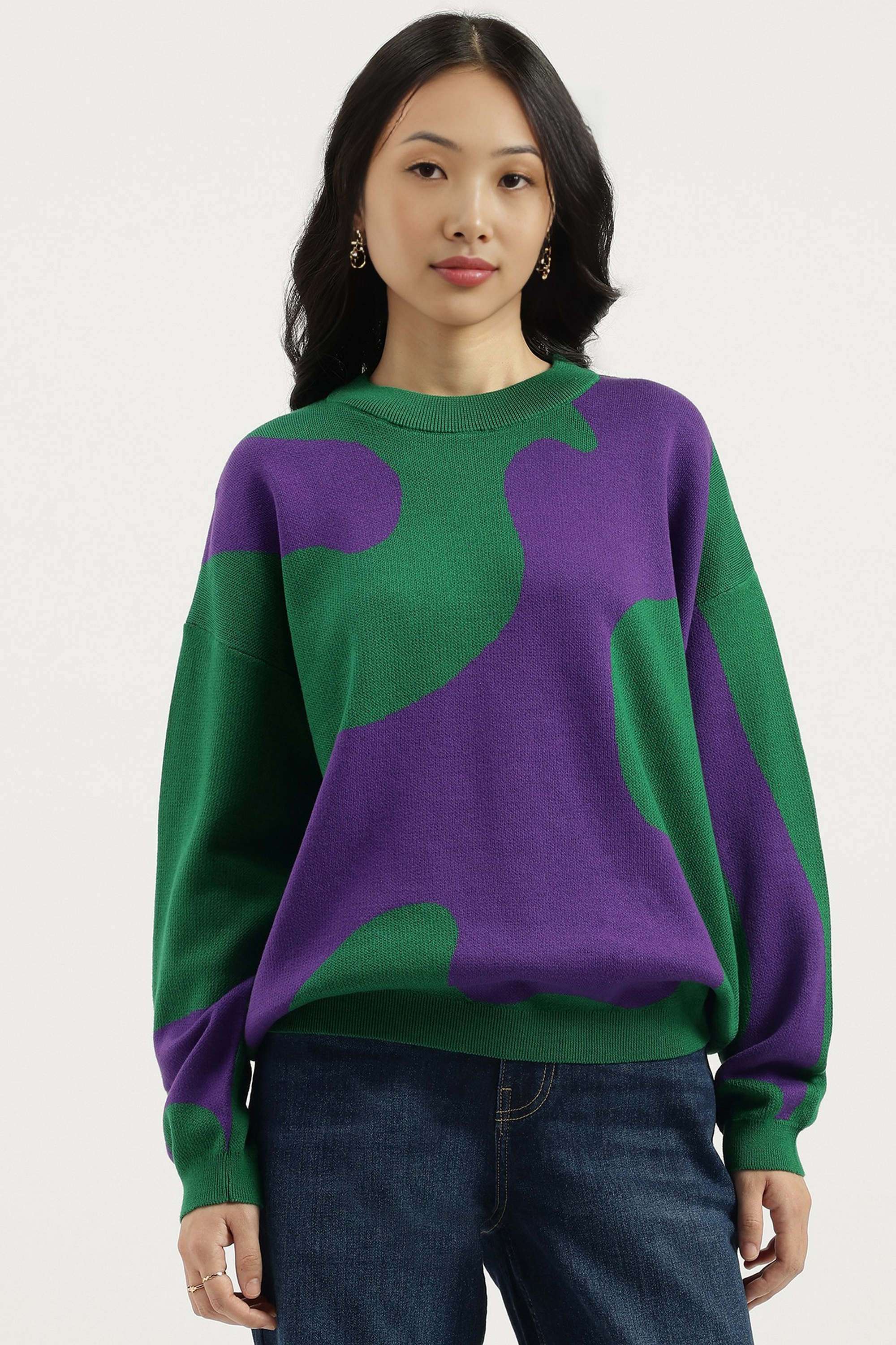 Solid-Blended-Fabric-Regular-Fit-Women-s-Sweater