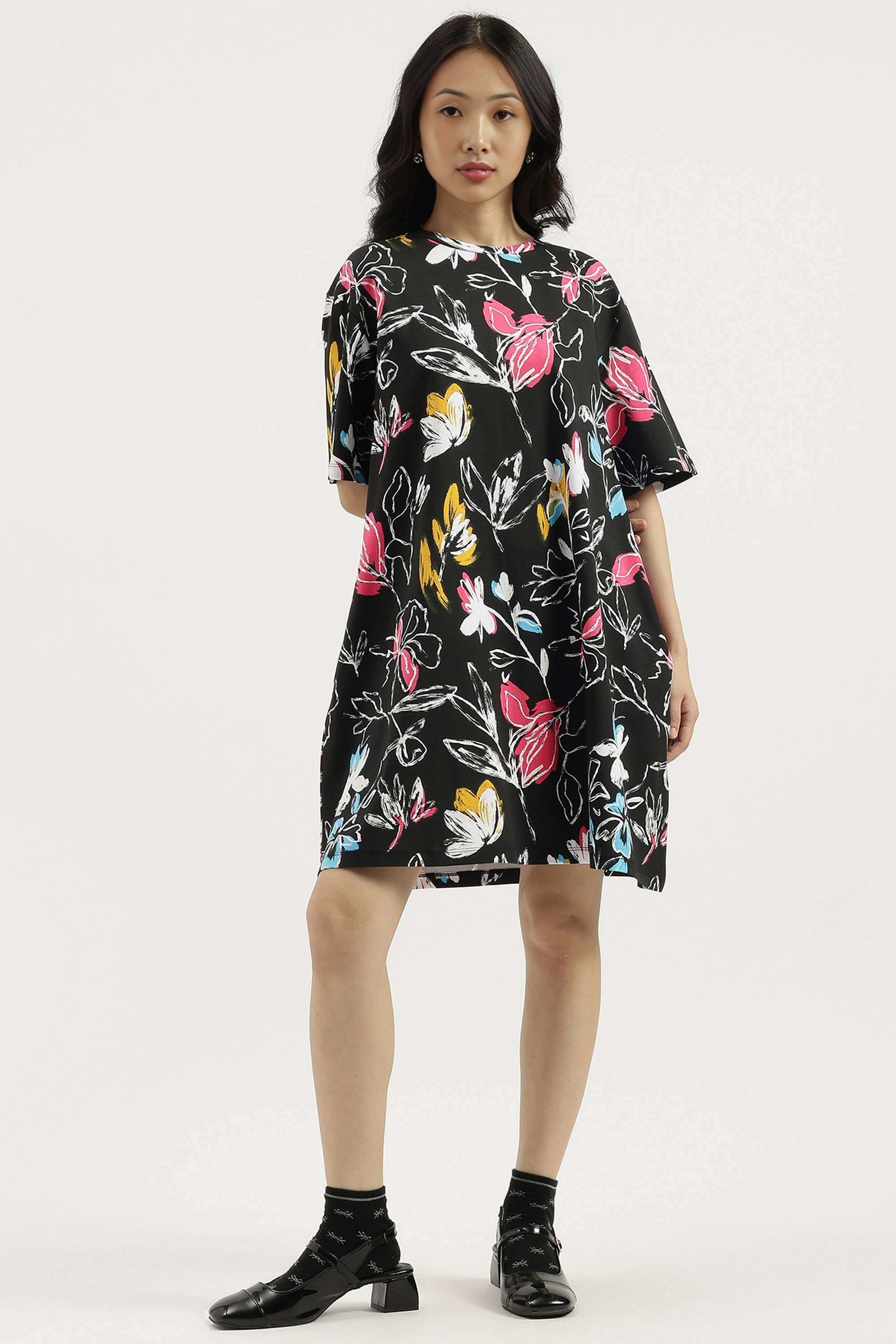 Solid-Blended-Fabric-Regular-Fit-Women-s-Casual-Dress