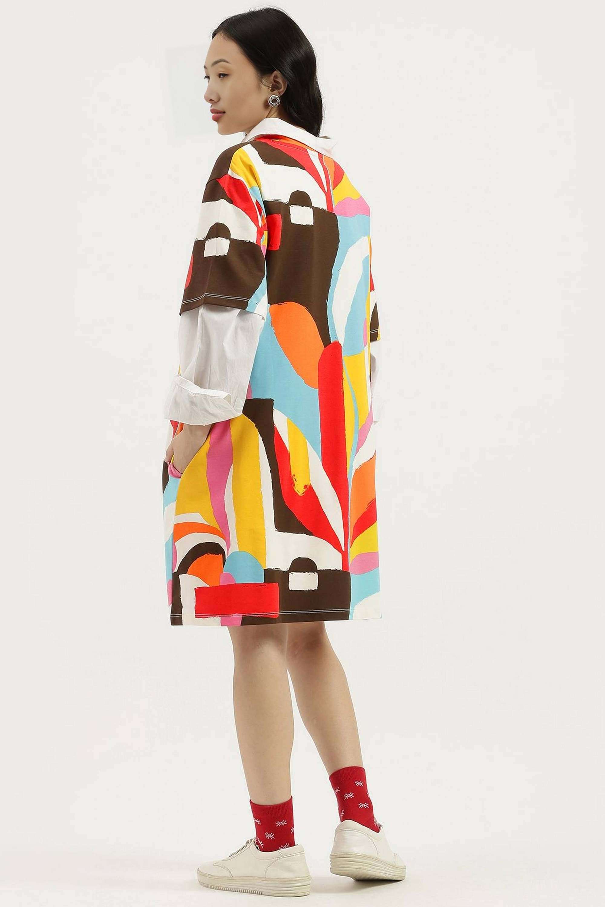 Solid-Blended-Fabric-Regular-Fit-Women-s-Casual-Dress