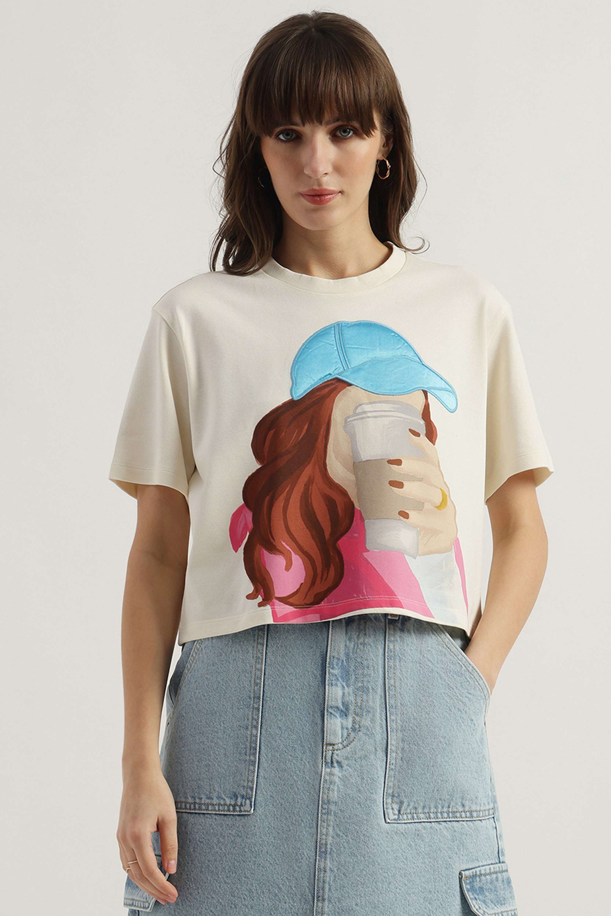 Printed-Blended-Fabric-Women-s-T-Shirt