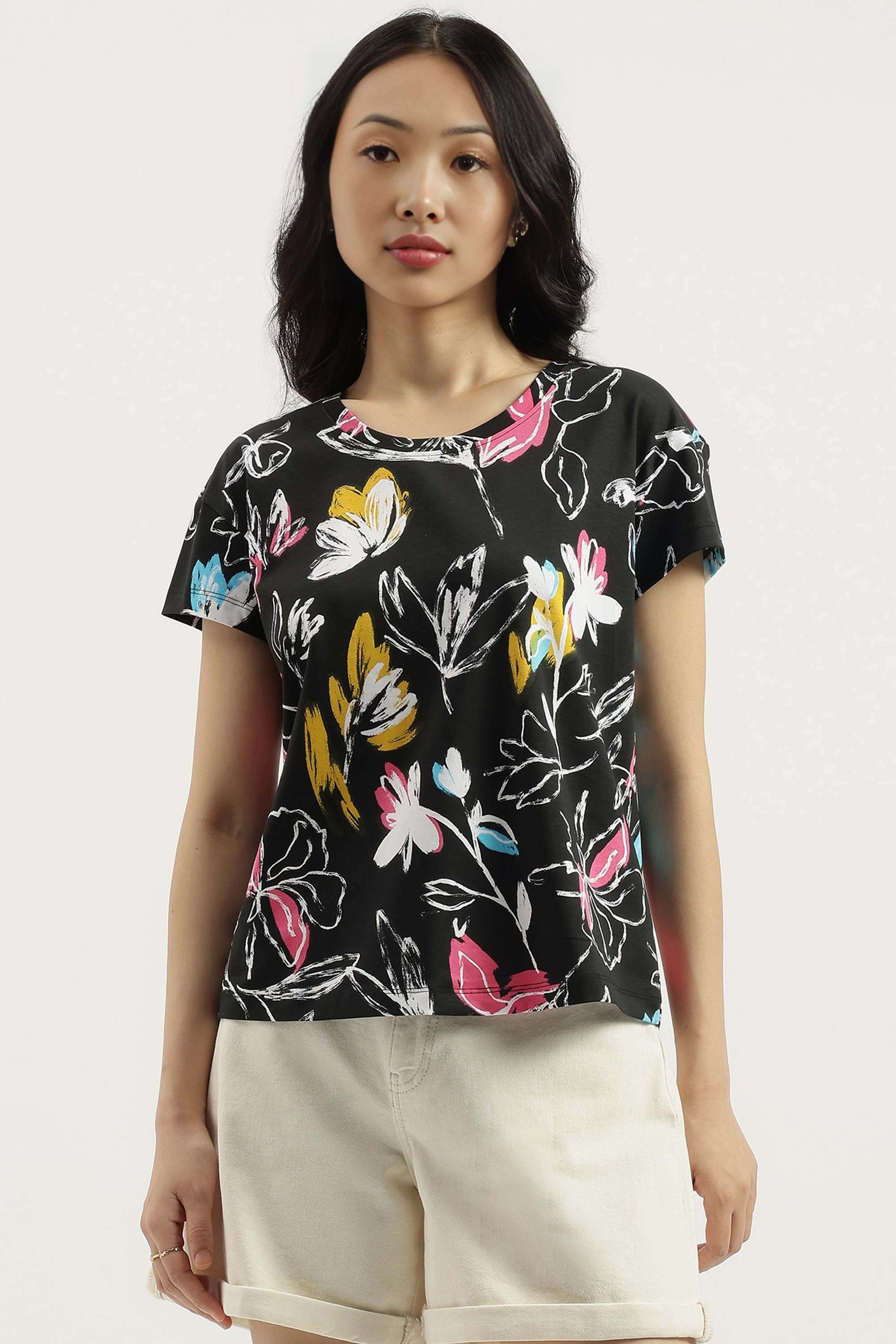 Solid-Blended-Fabric-Regular-Fit-Women-s-Top