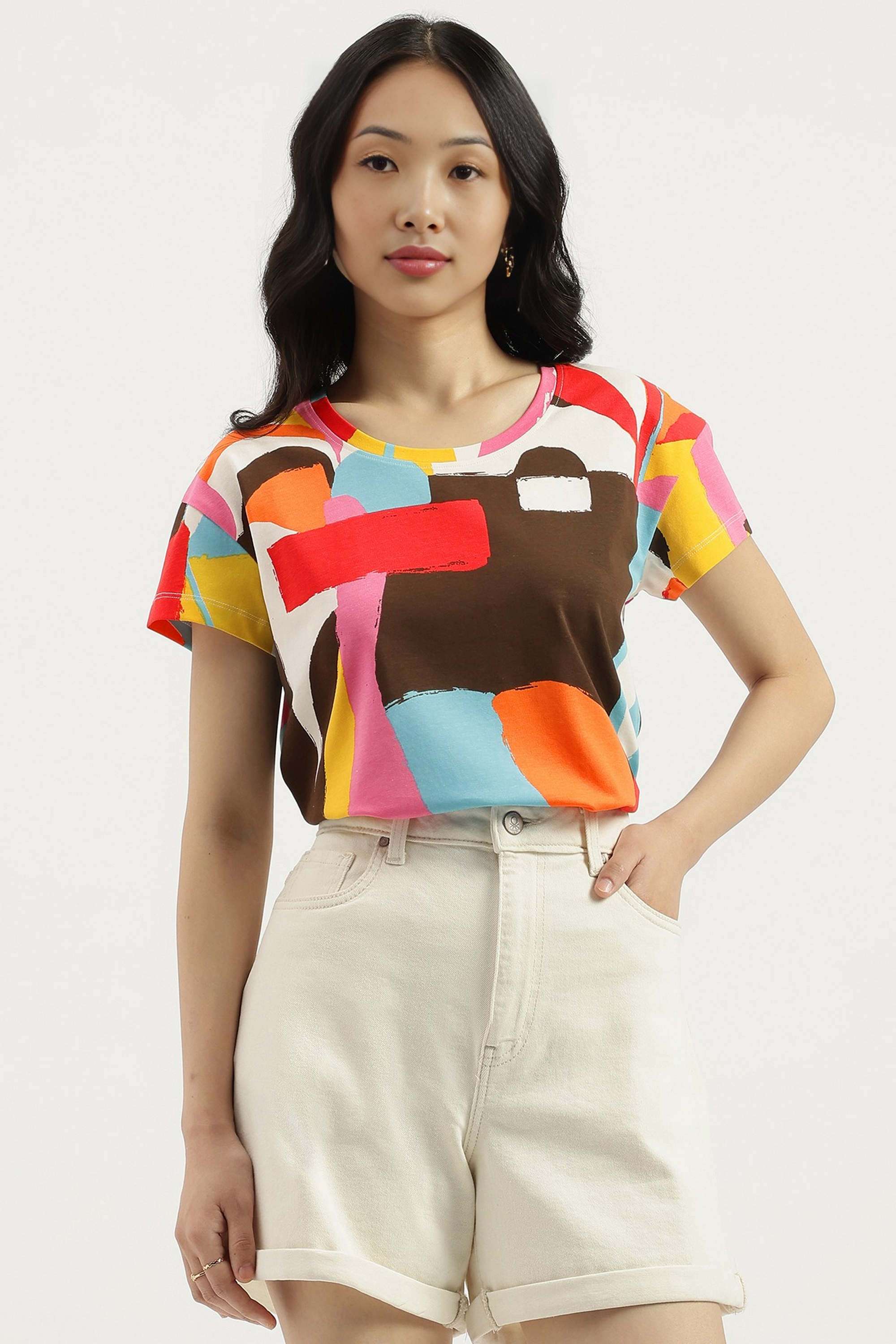 Solid-Blended-Fabric-Regular-Fit-Women-s-Top