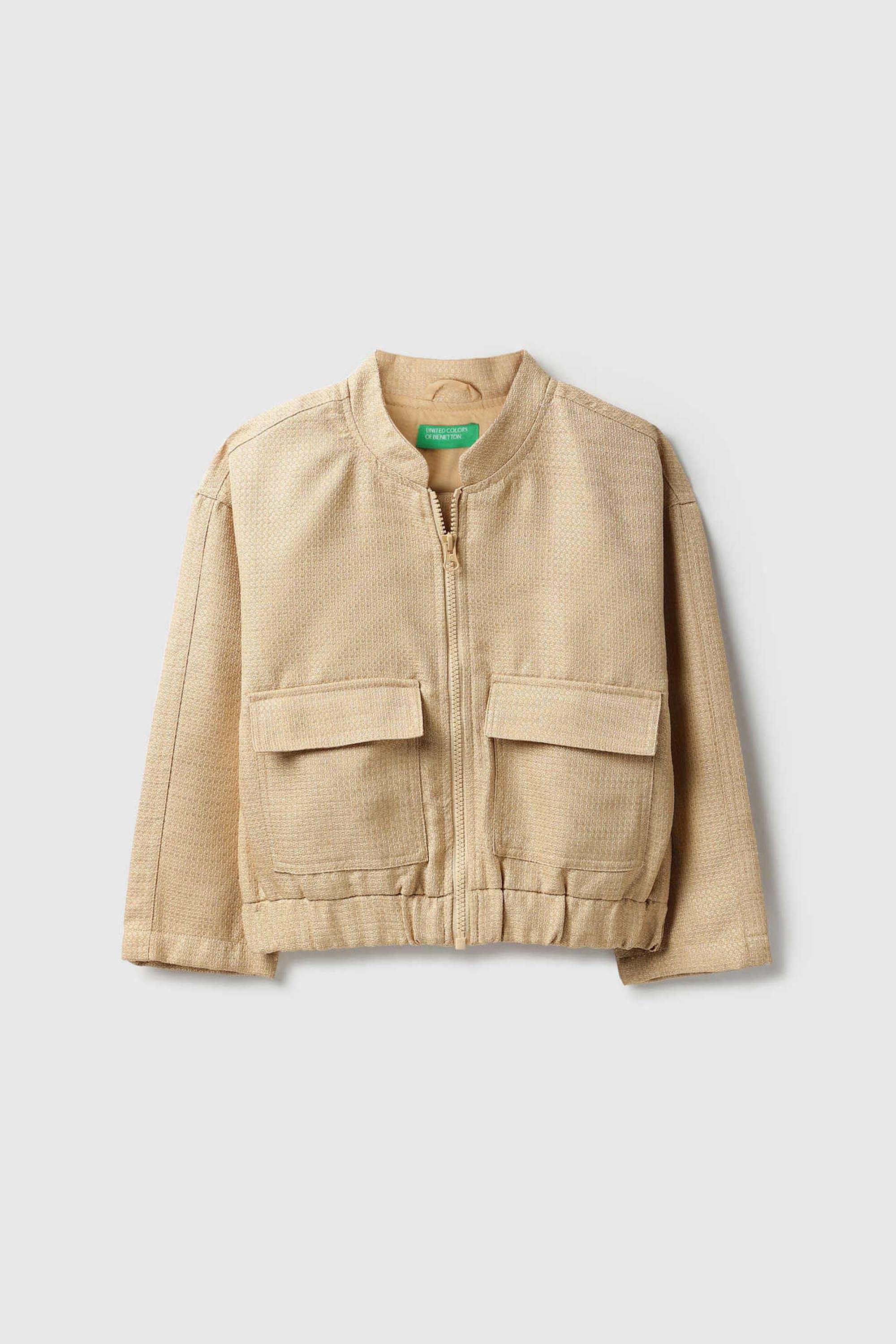 Solid-Polyester-Round-Neck-Girls-Jacket