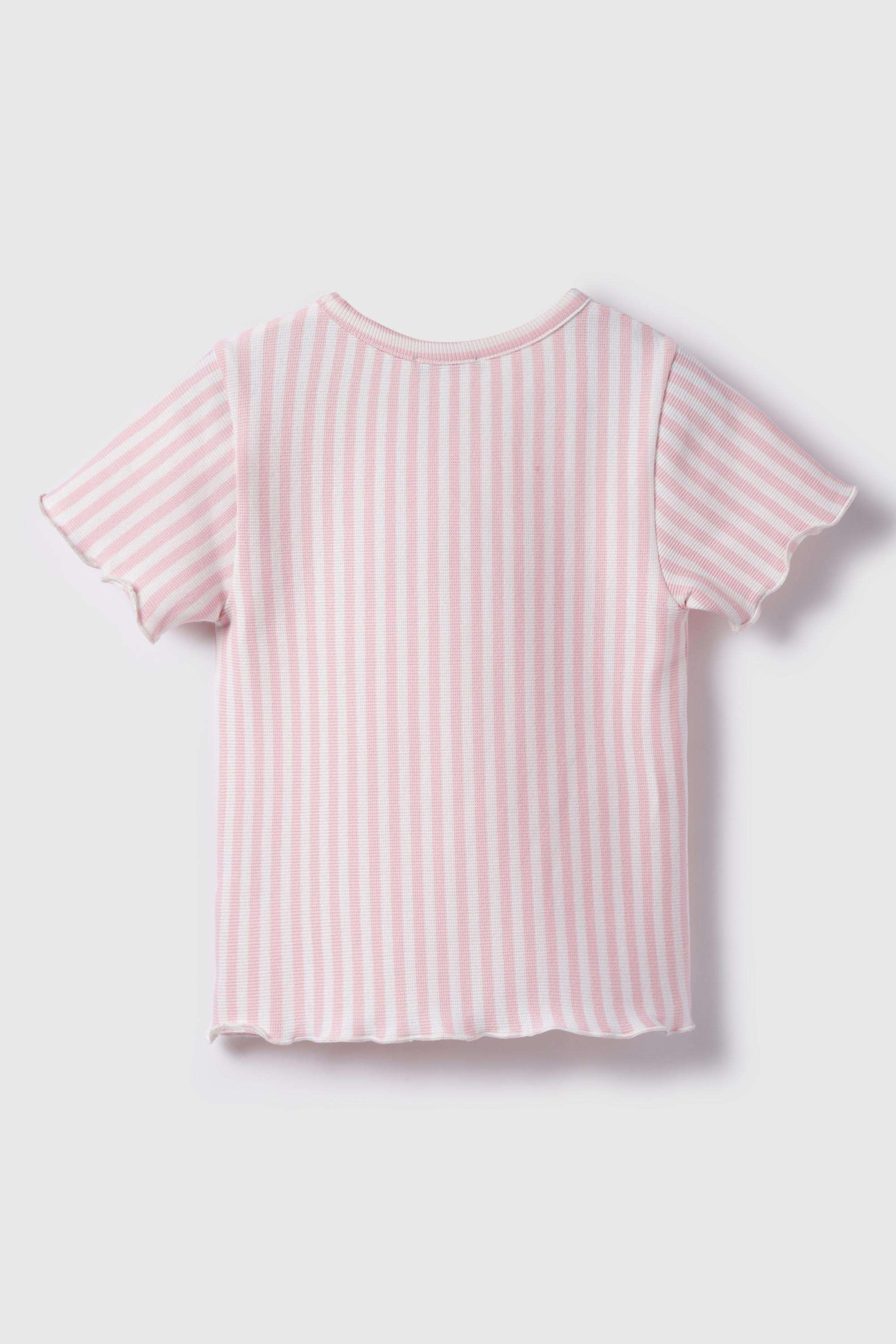 Stripes-Blended-Fabric-Round-Neck-Girl-s-Top