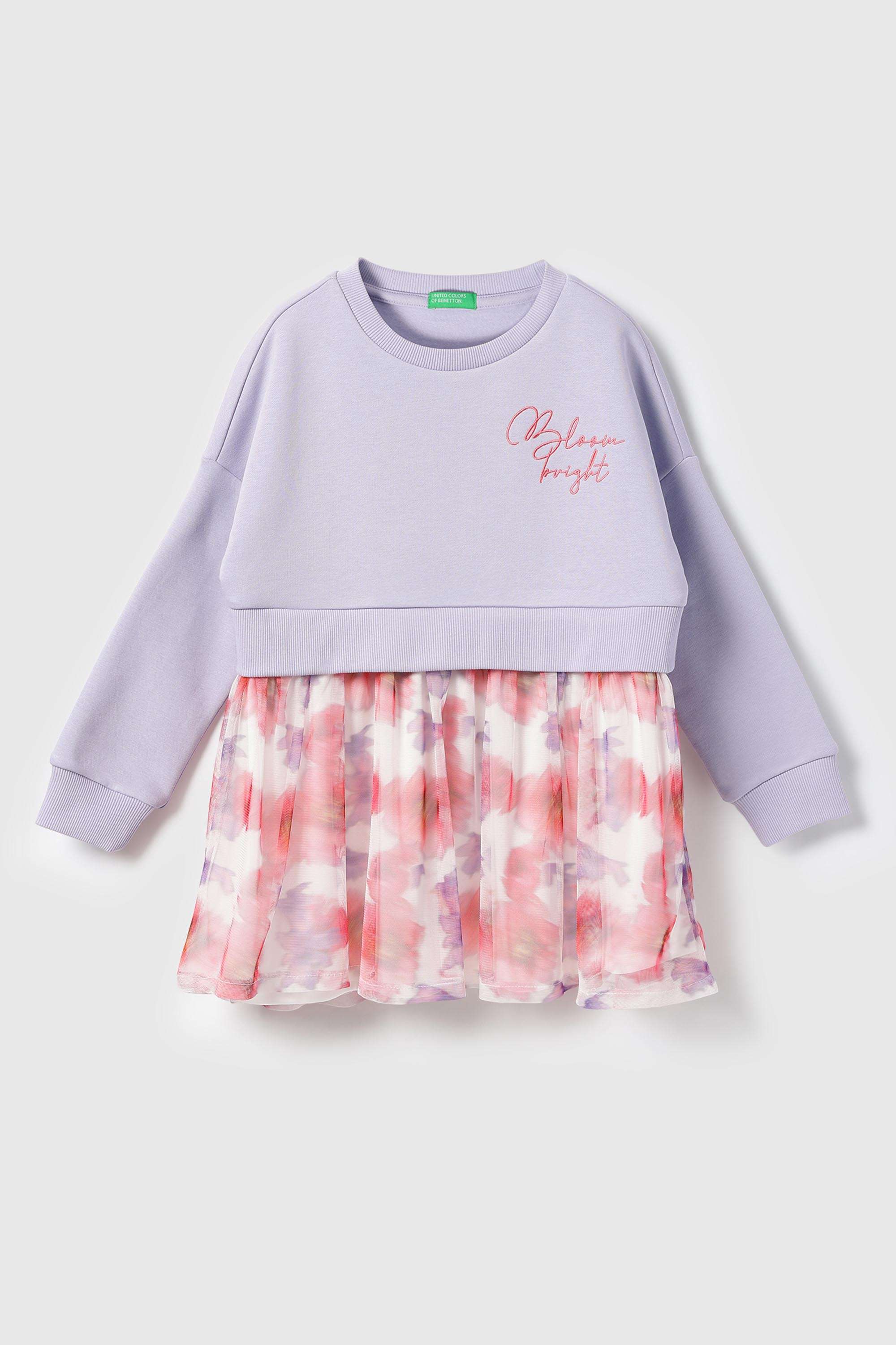 Typographic-Poly-Cotton-Round-Neck-Girl-s-Casual-Wear-Dress