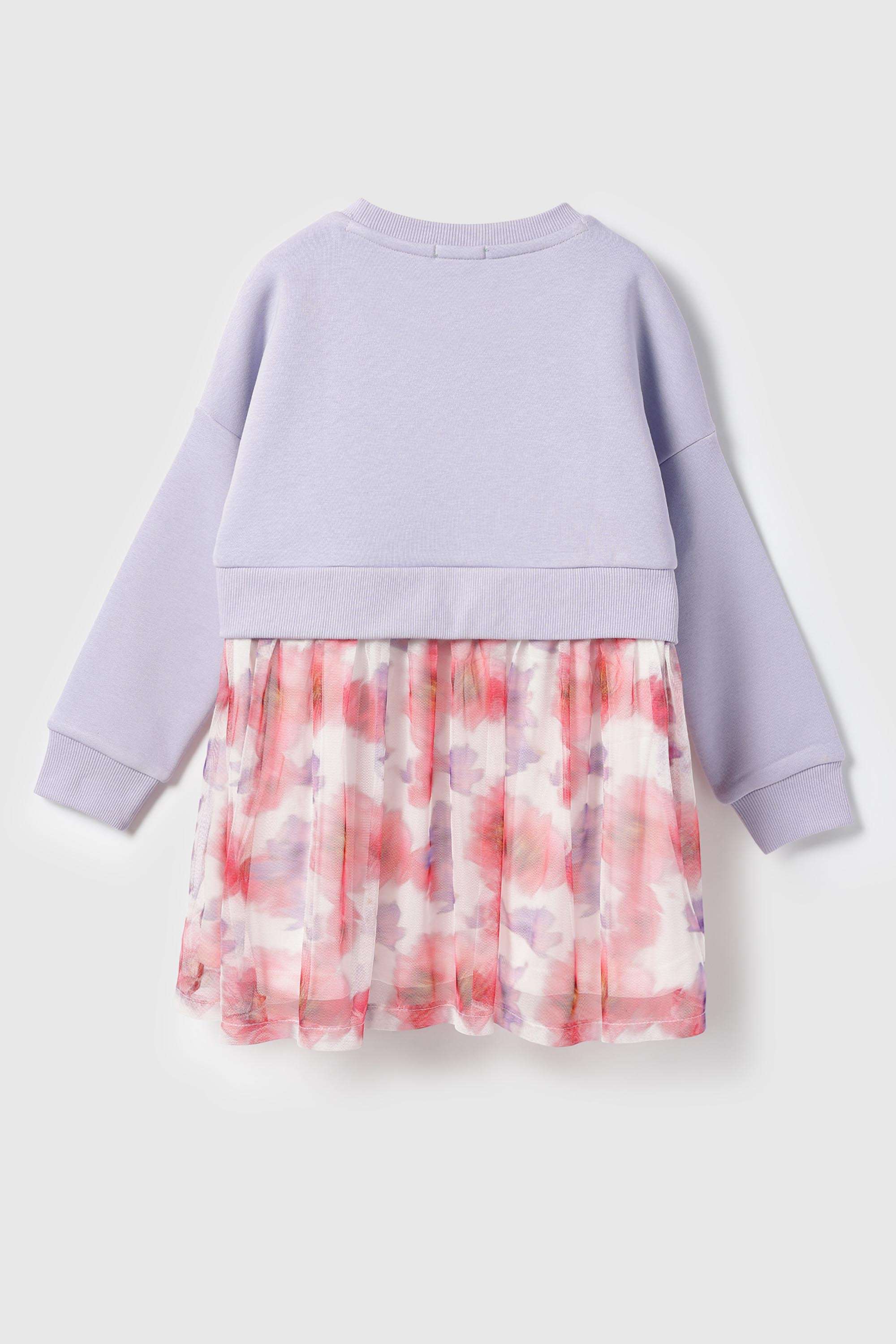 Typographic-Poly-Cotton-Round-Neck-Girl-s-Casual-Wear-Dress