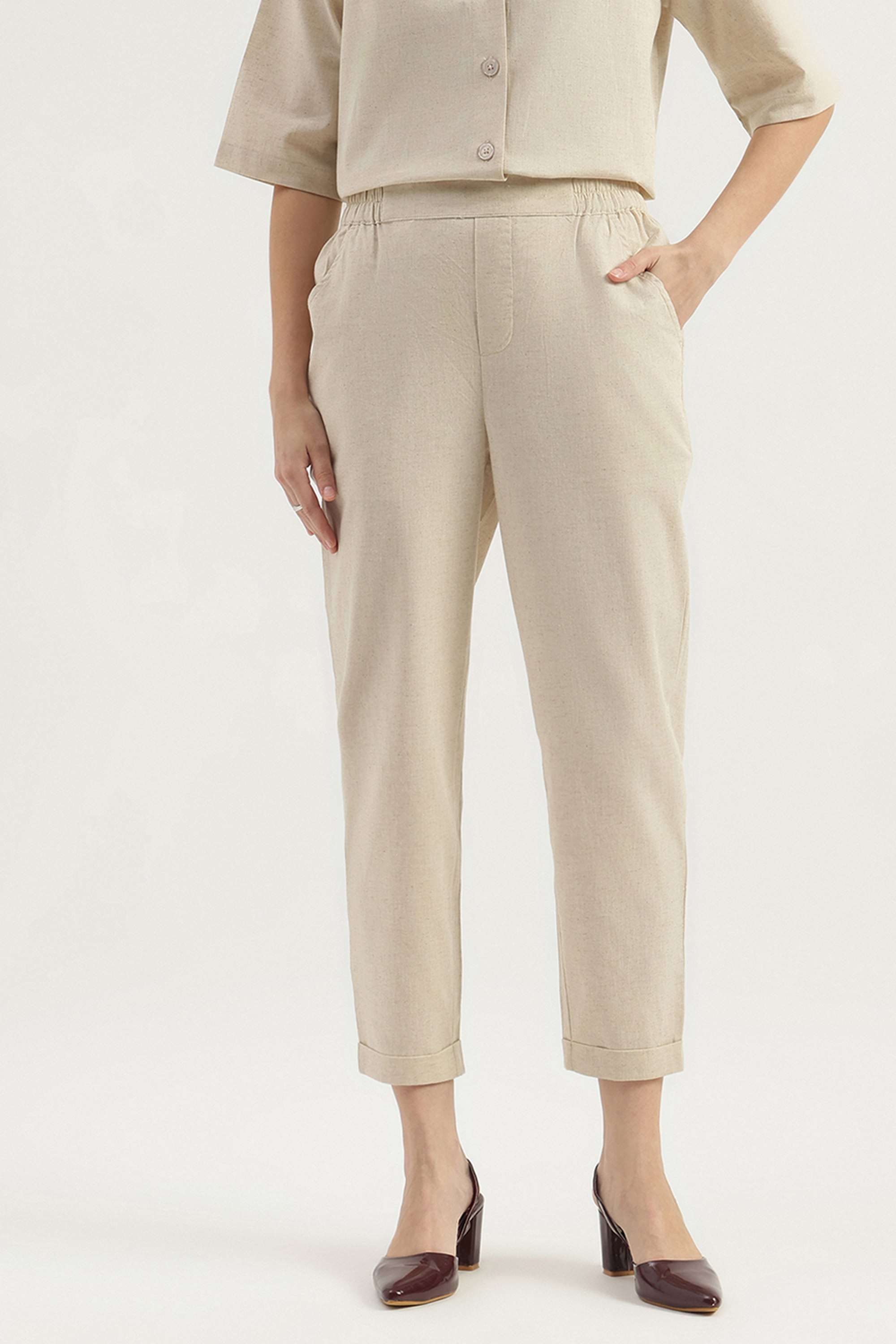 Printed-Regular-Fit-Blended-Fabric-Women-s-Casual-Wear-Pants