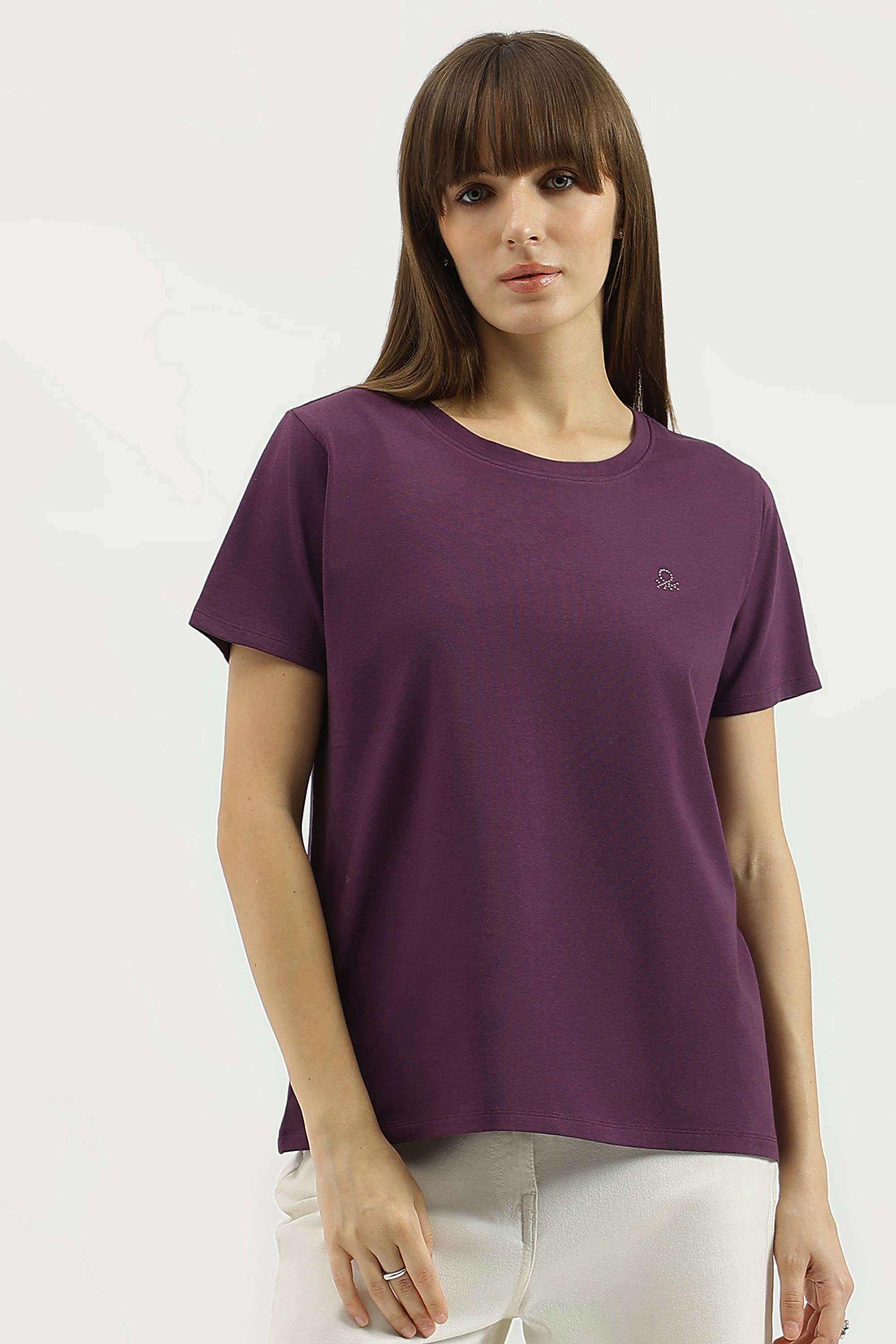Solid-Blended-Fabric-Regular-Fit-Women-s-Top