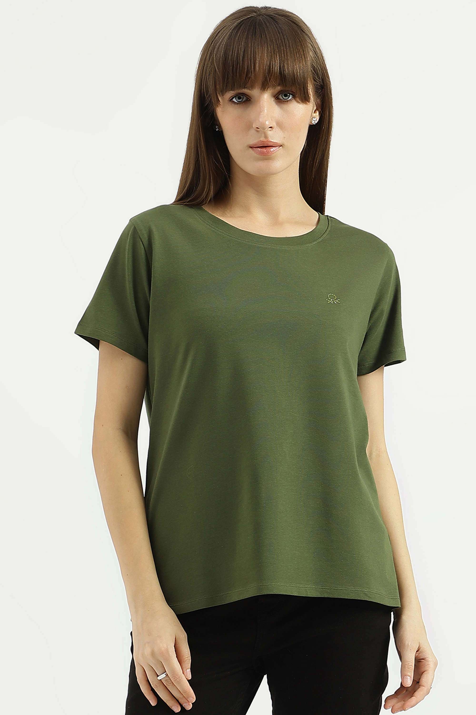 Solid-Blended-Fabric-Regular-Fit-Women-s-Top