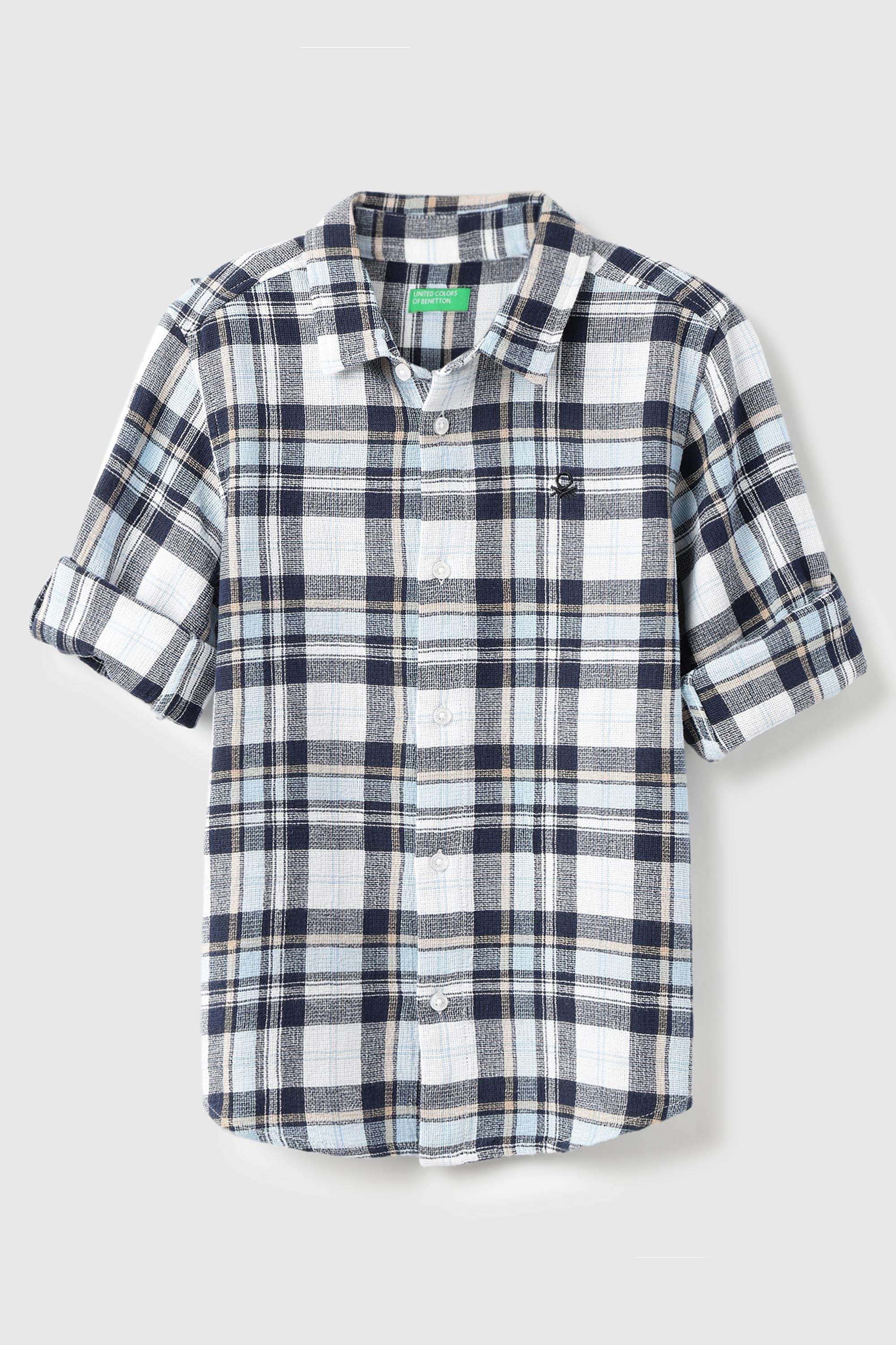 Checks-Blended-Fabric-Collared-Boy-s-Shirt